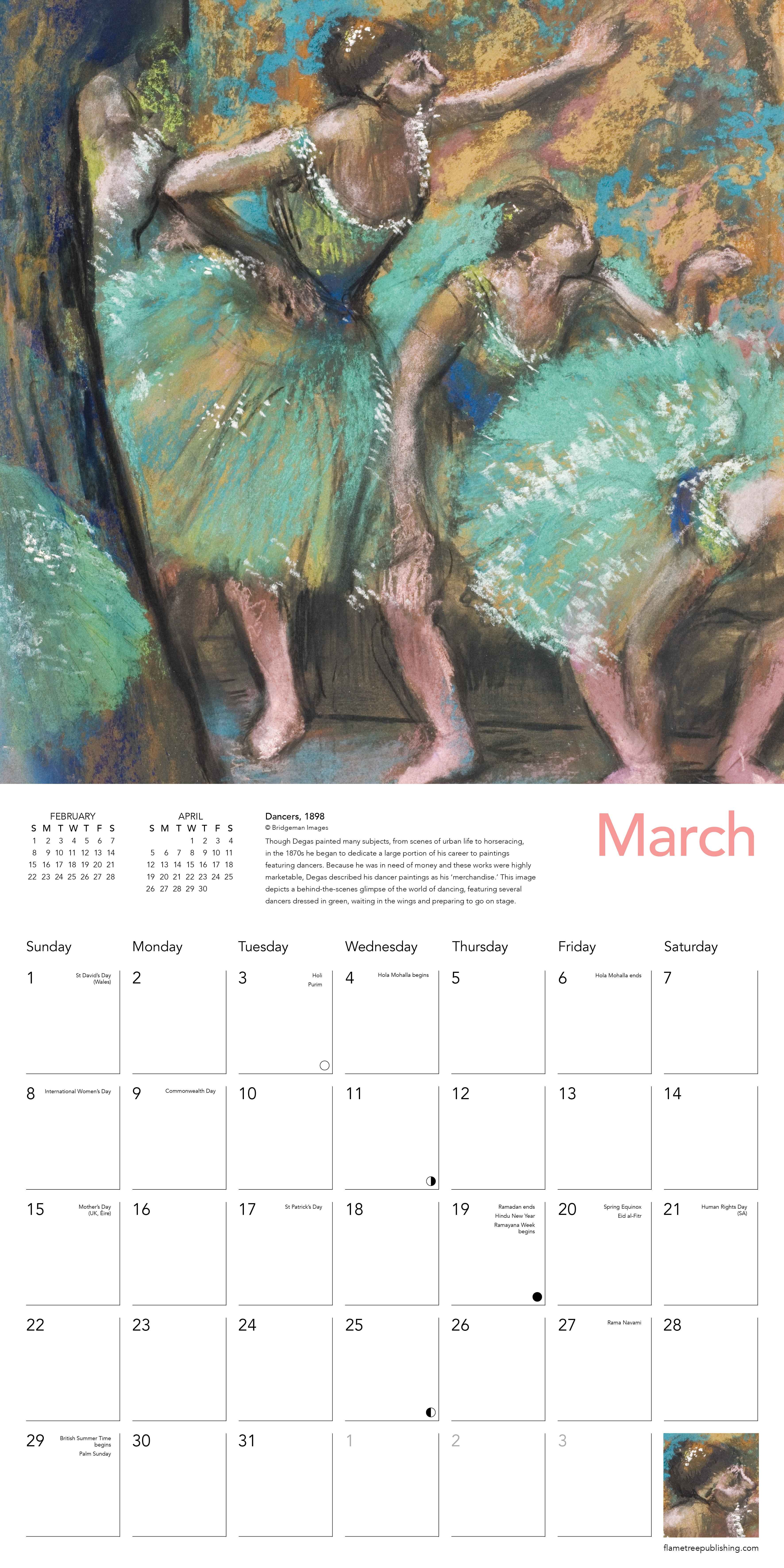 Kalender 2026 30x30 Degas Dancers