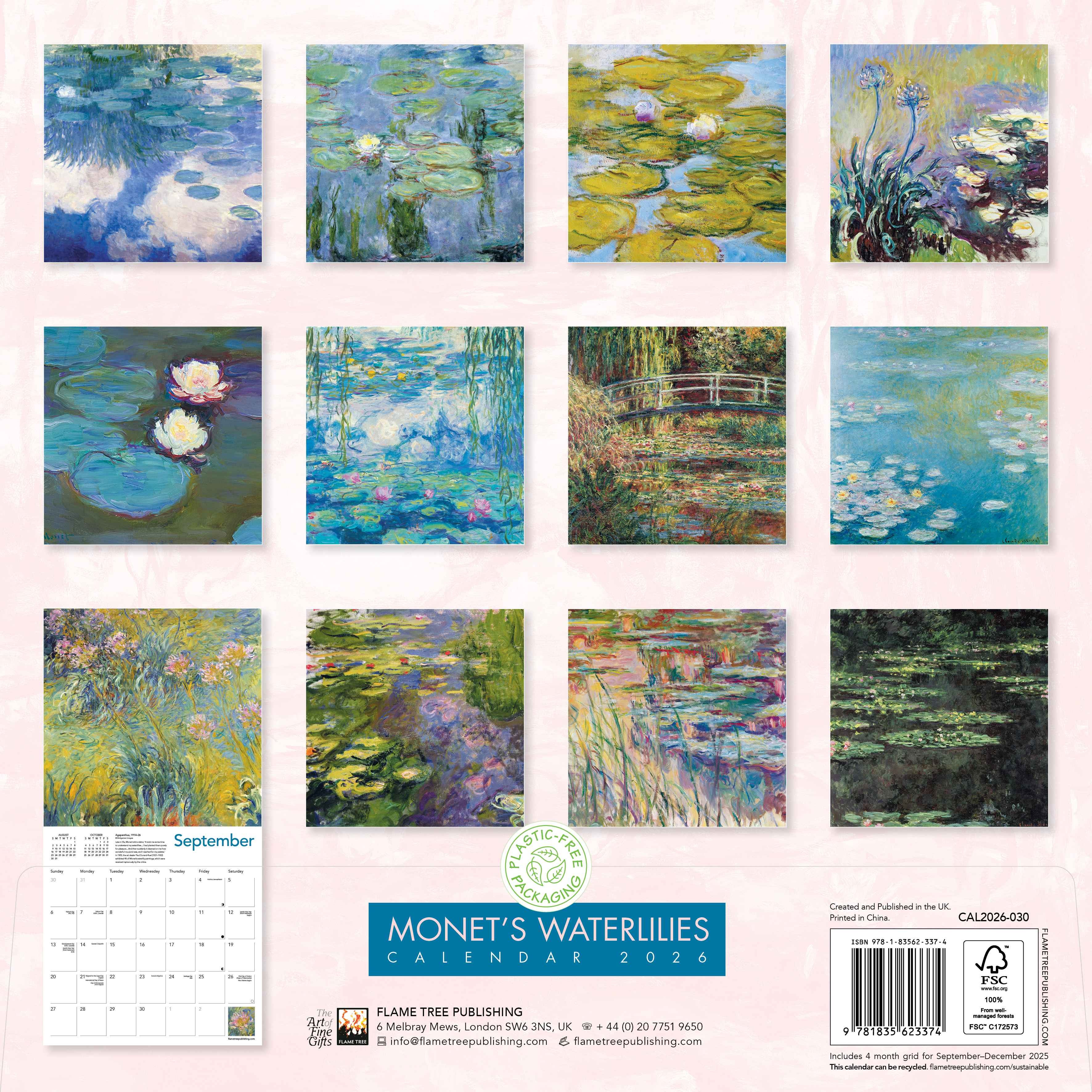 Kalender 2026 30x30 Monets Waterlilies