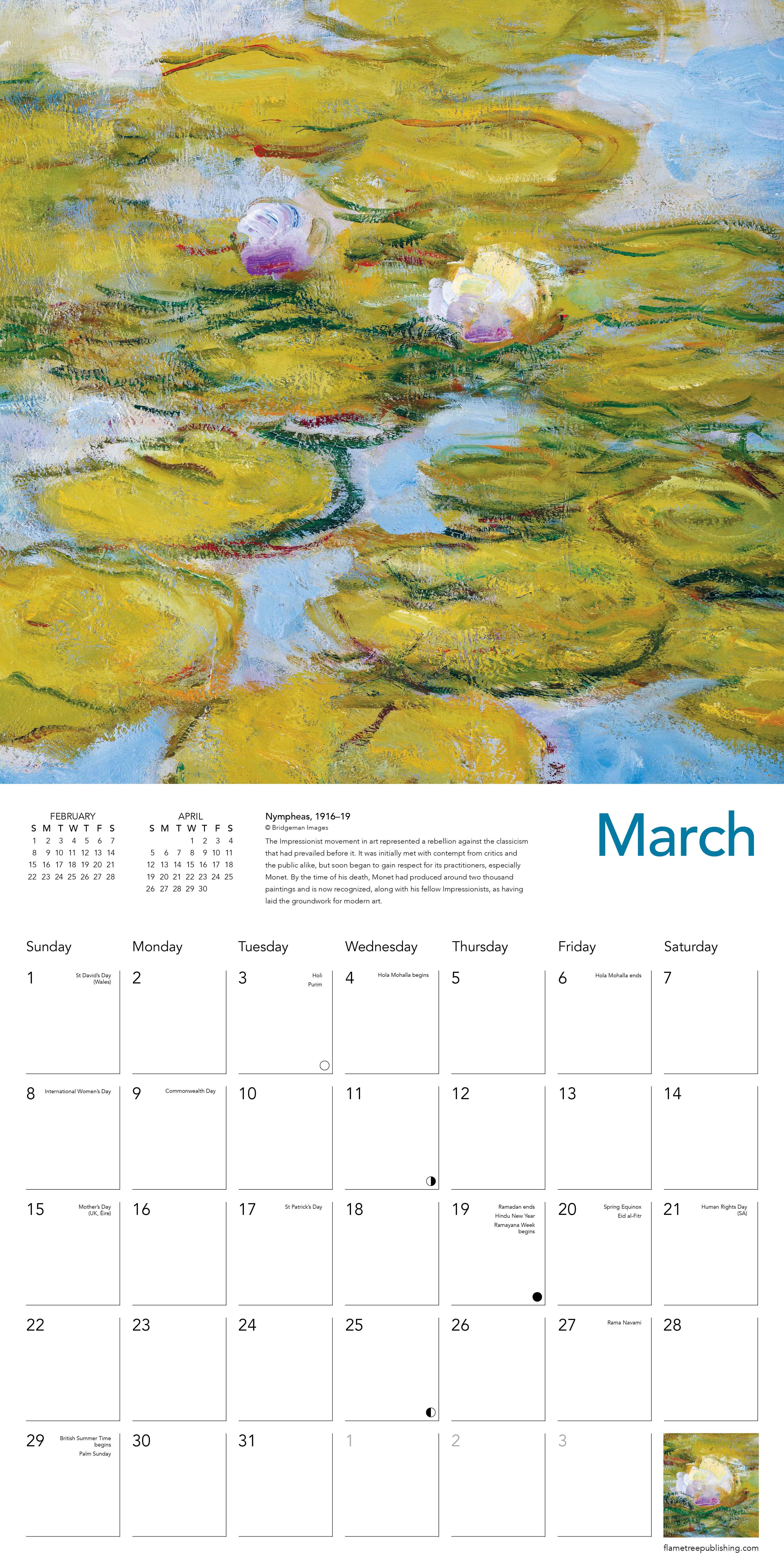 Kalender 2026 30x30 Monets Waterlilies