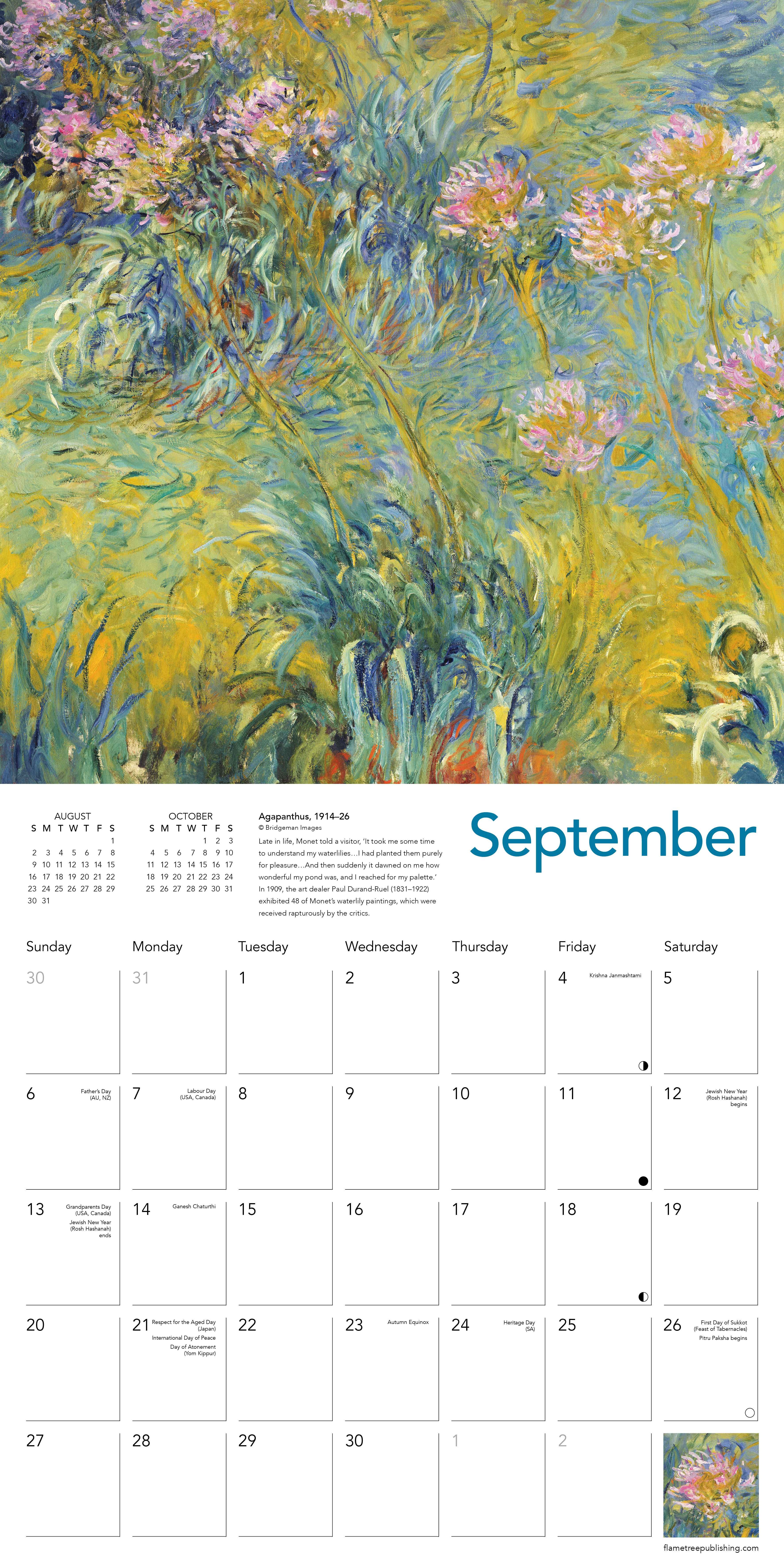 Kalender 2026 30x30 Monets Waterlilies