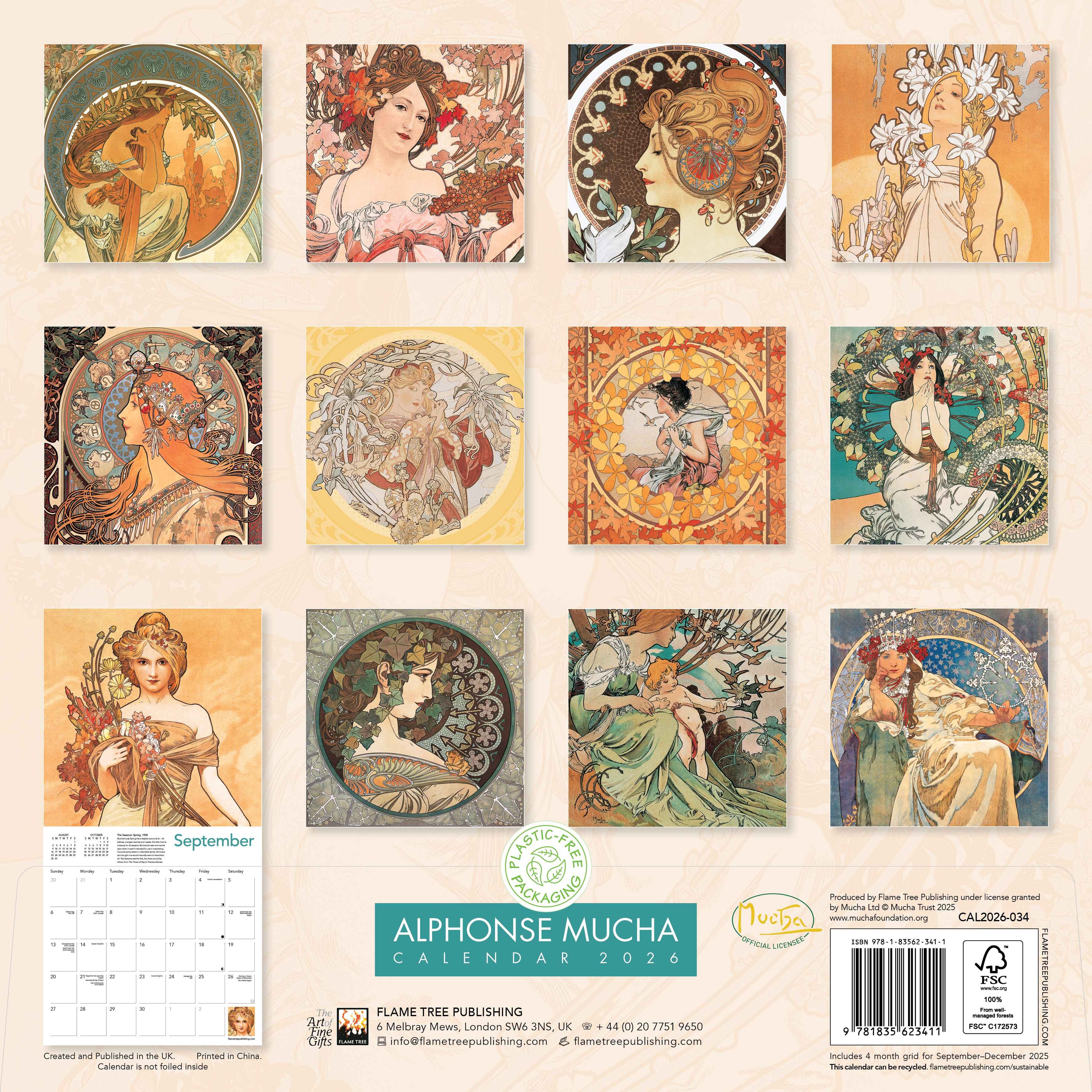 Kalender 2026 30x30 Alphonse Mucha