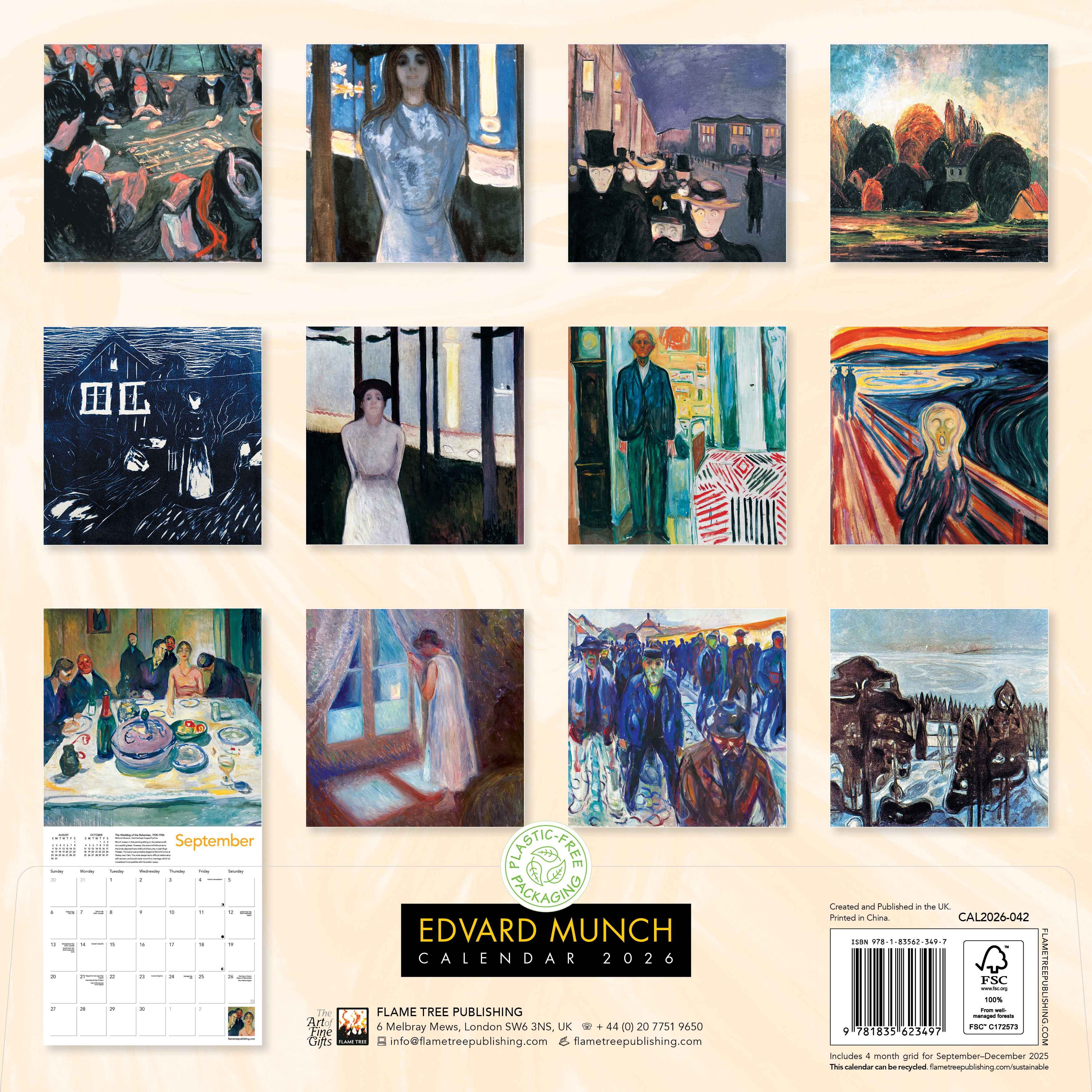 Kalender 2026 30x30 Edvard Munch