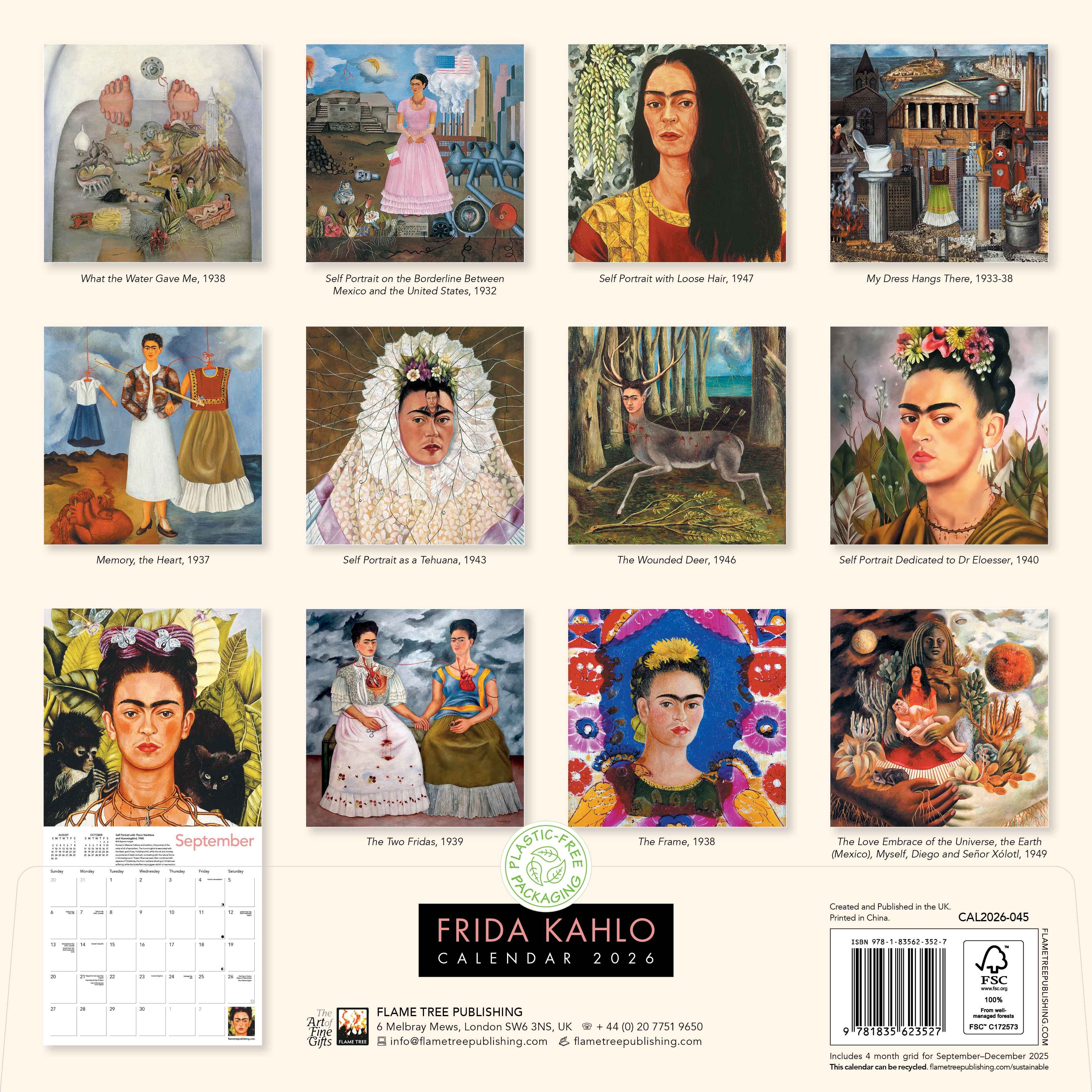 Kalender 2026 30x30 Frida Kahlo Art