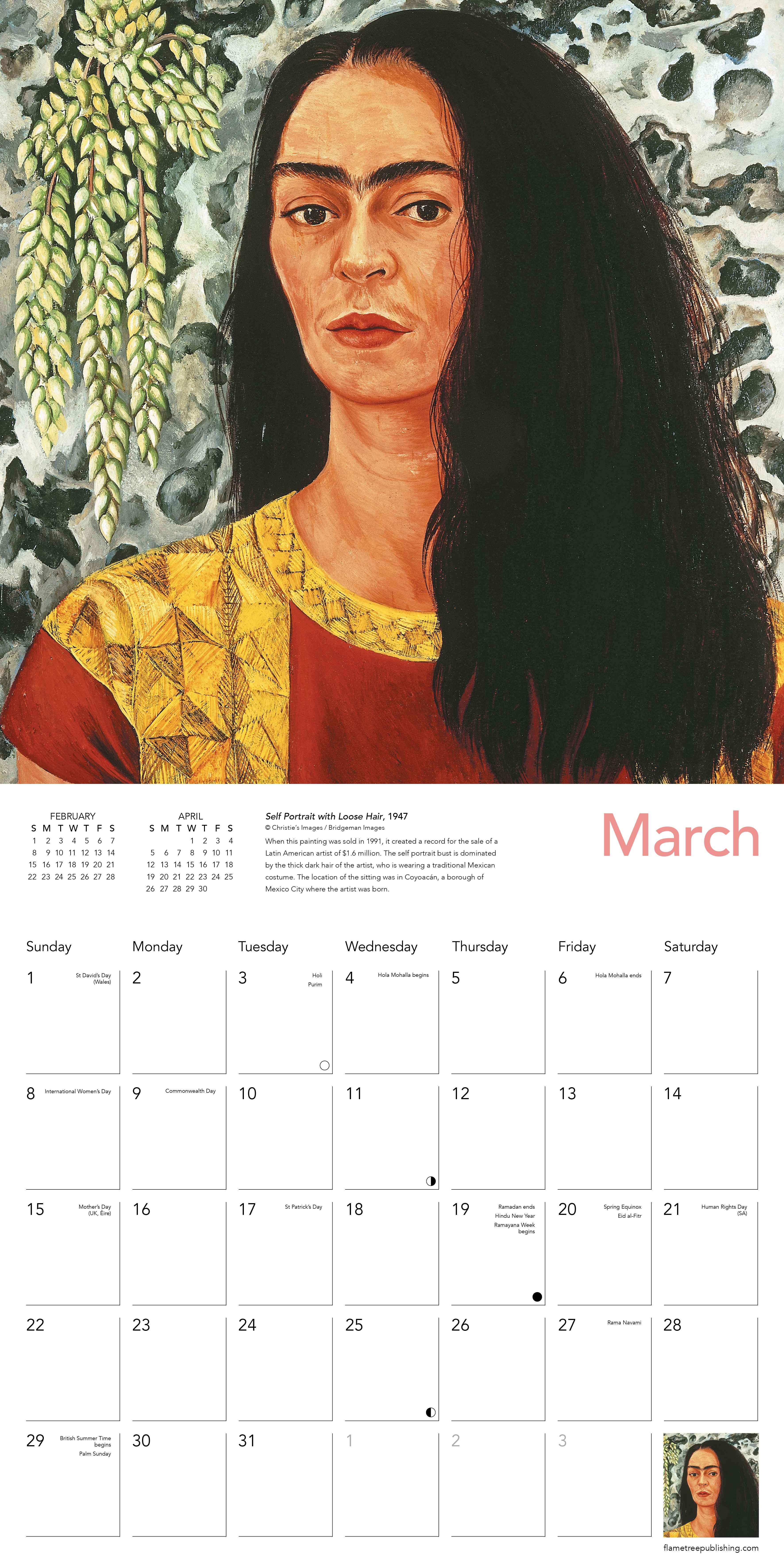 Kalender 2026 30x30 Frida Kahlo Art