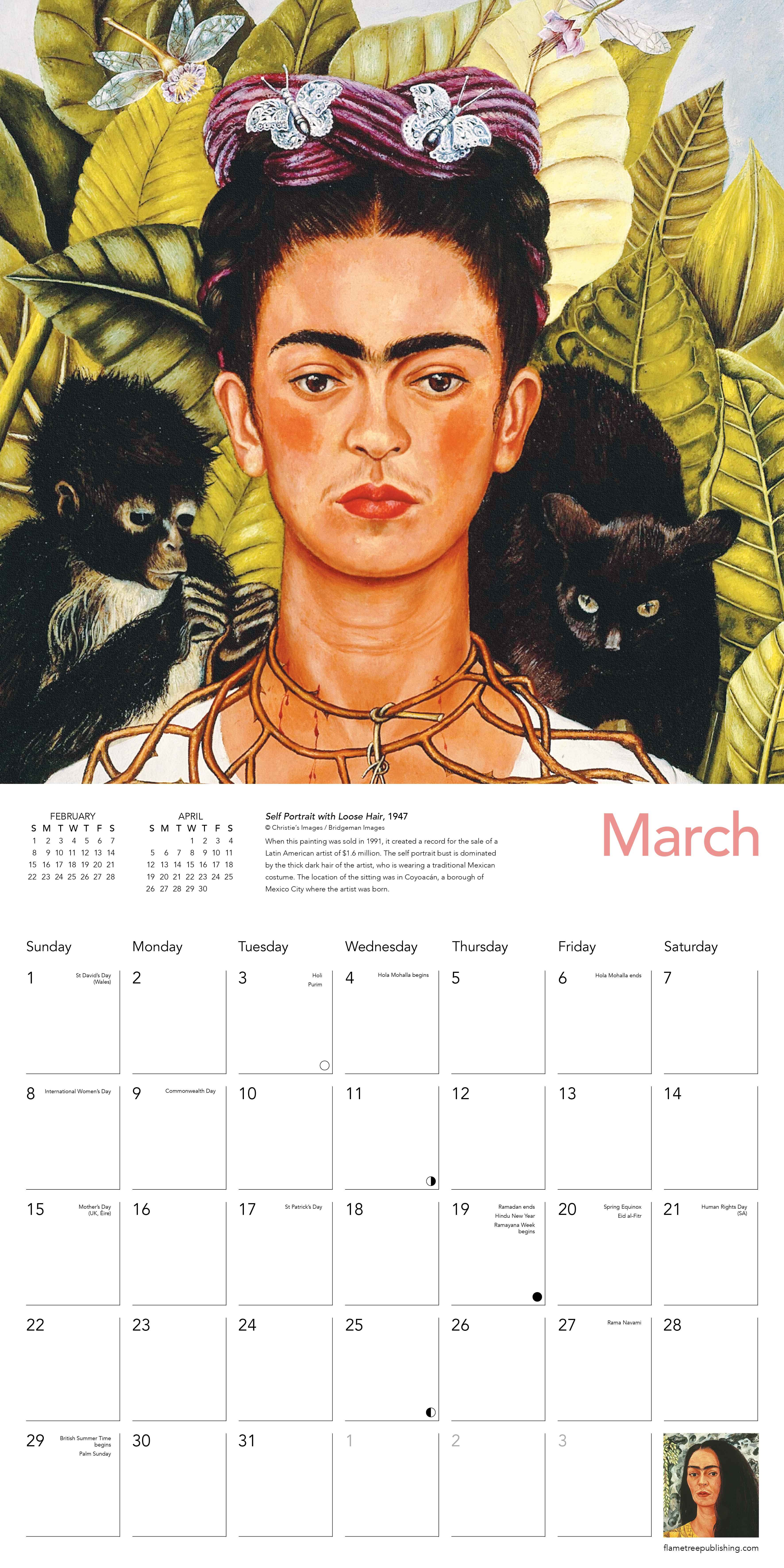 Kalender 2026 30x30 Frida Kahlo Art