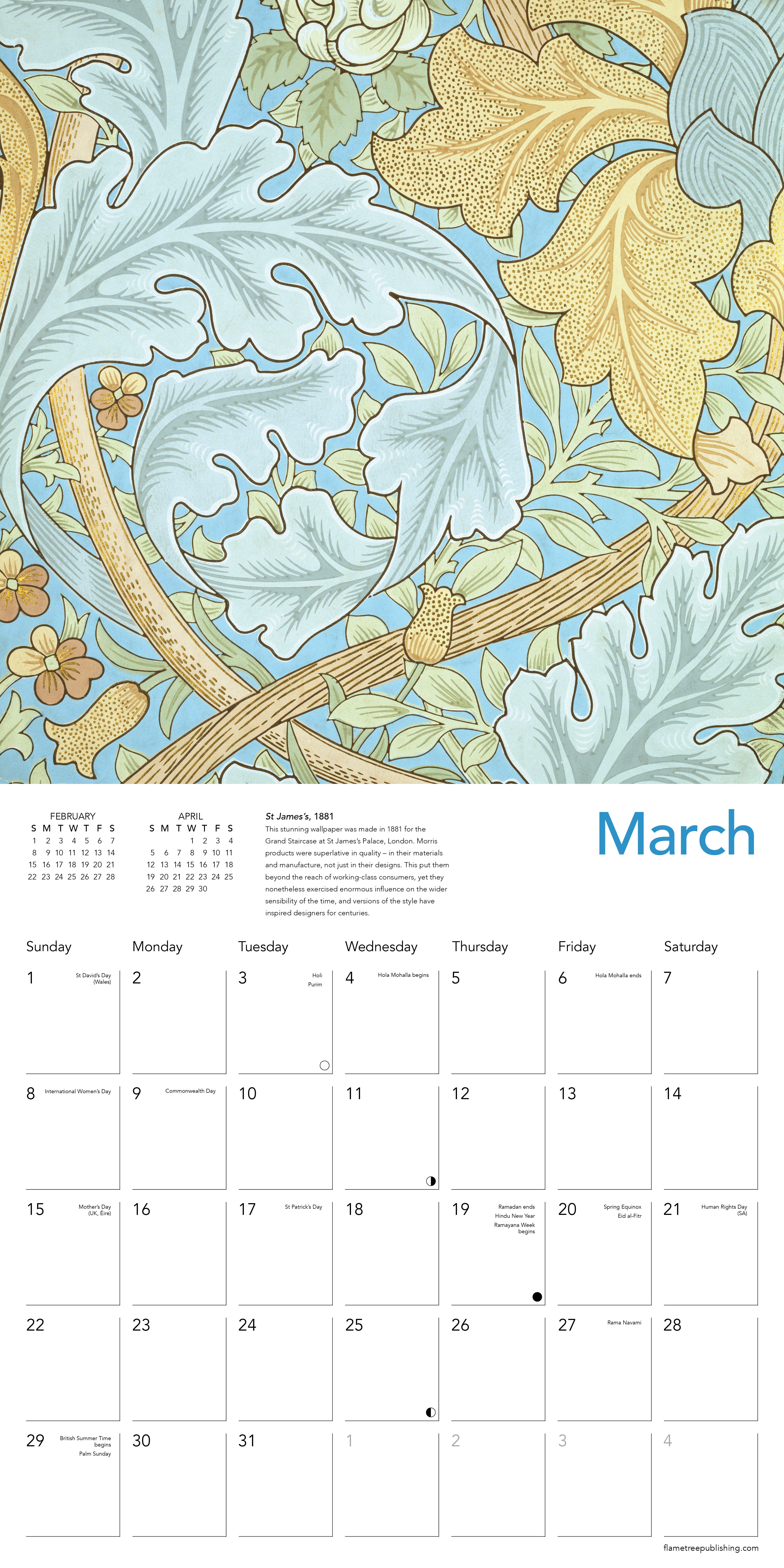 Kalender 2026 William Morris 30x30cm
