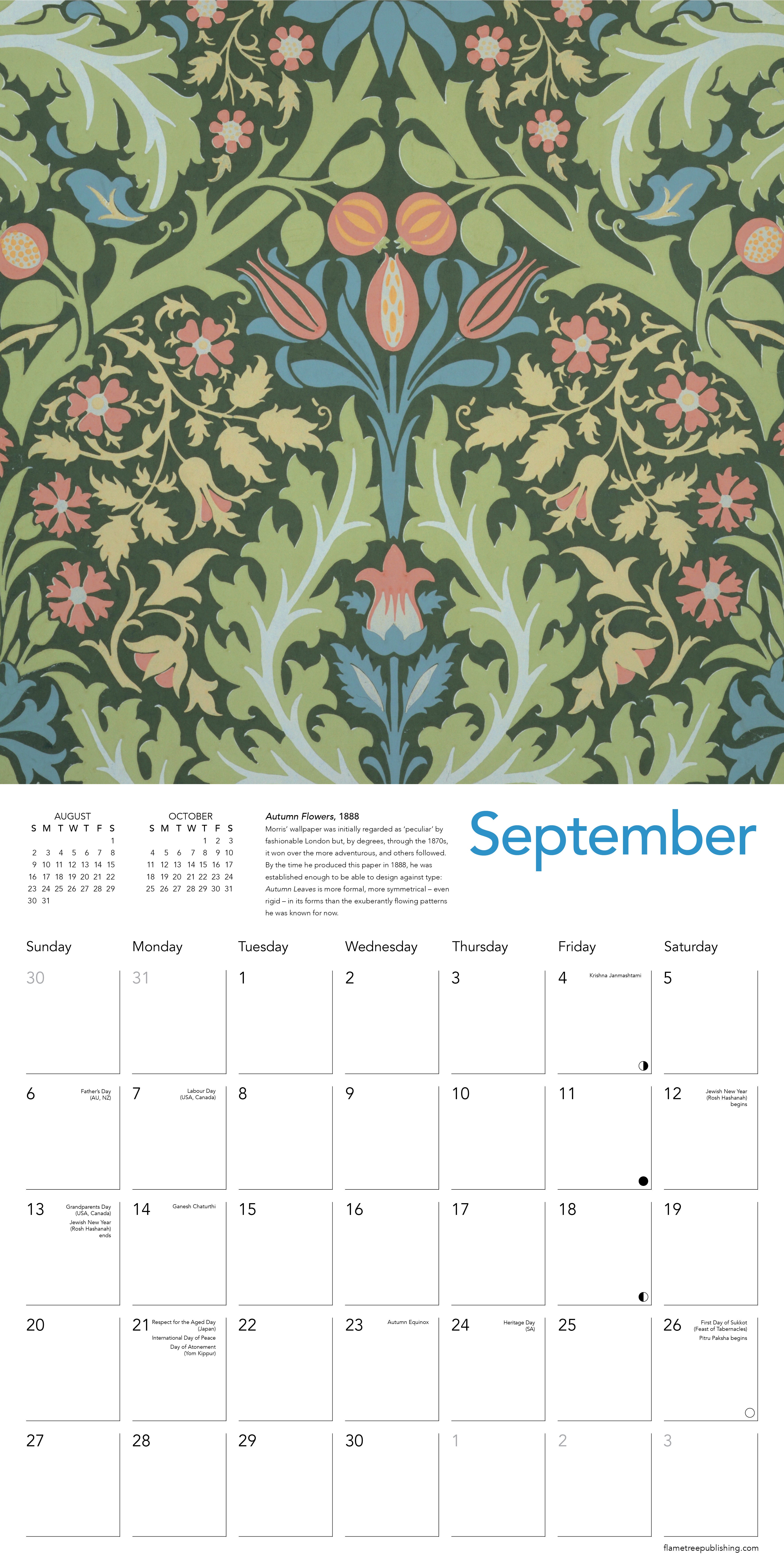 Kalender 2026 William Morris 30x30cm
