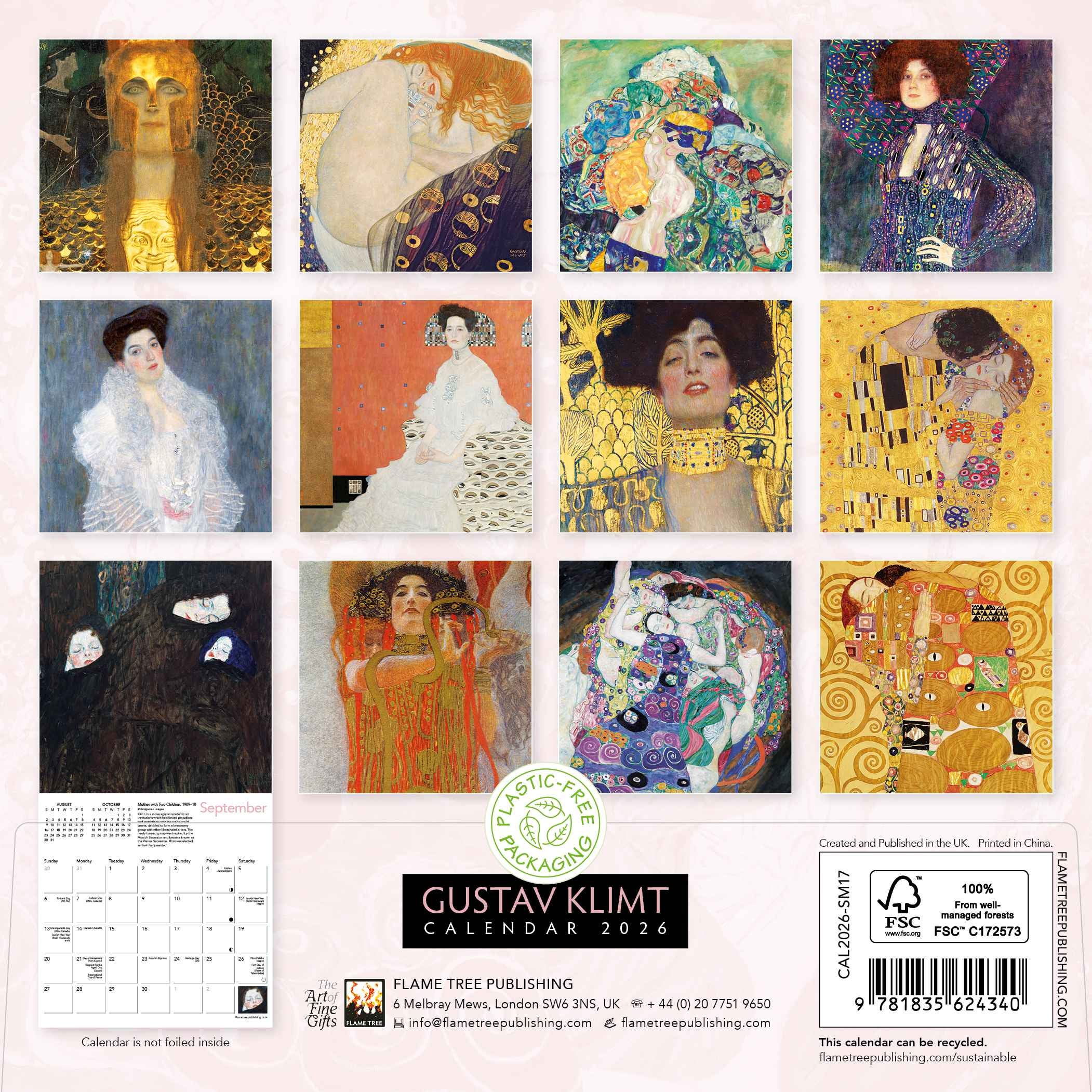 Kalender 2026 18x18 Gustav Klimt