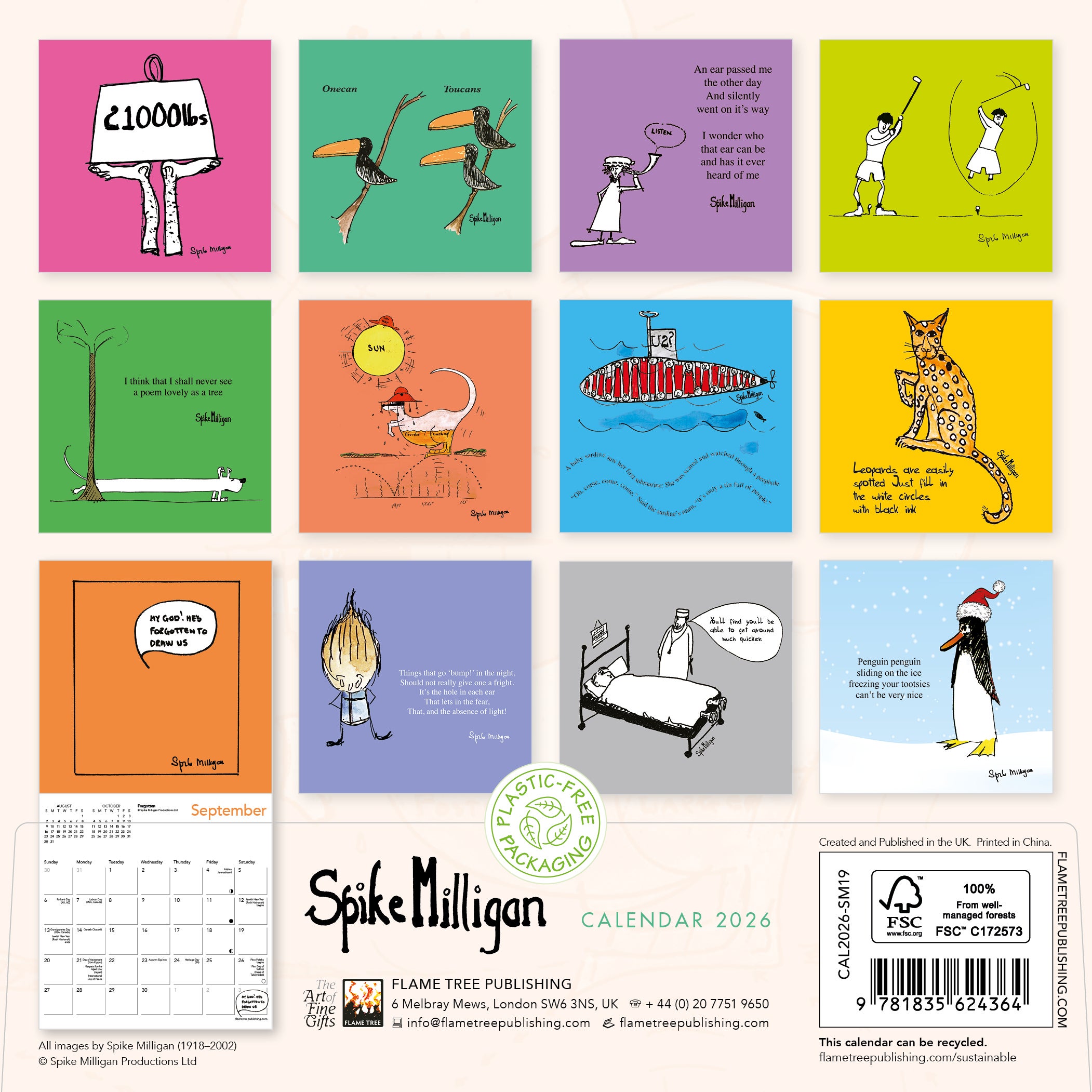 Kalender 2026 18x18 Spike Milligan