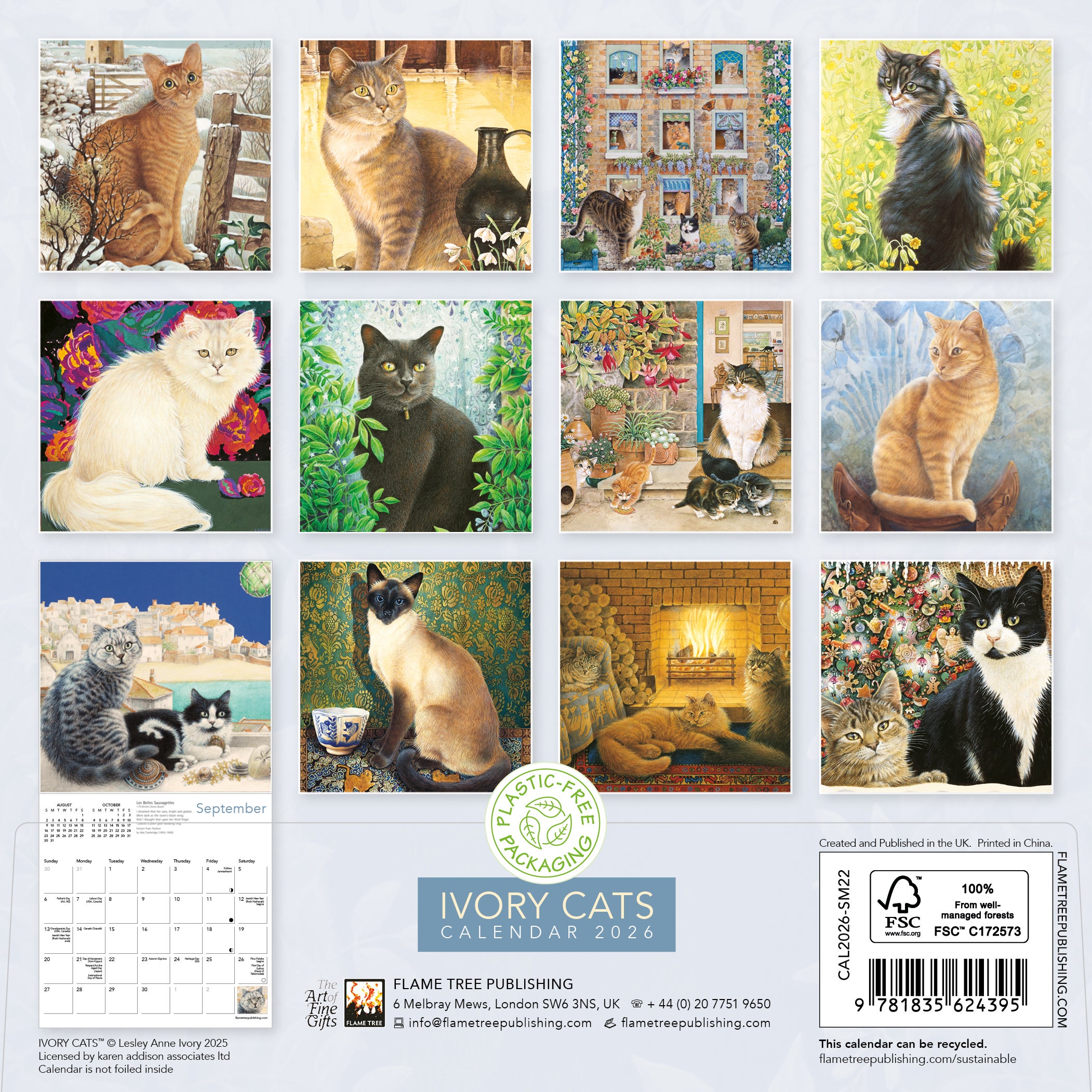 Kalender 2026 Ivory Cats 18x18cm