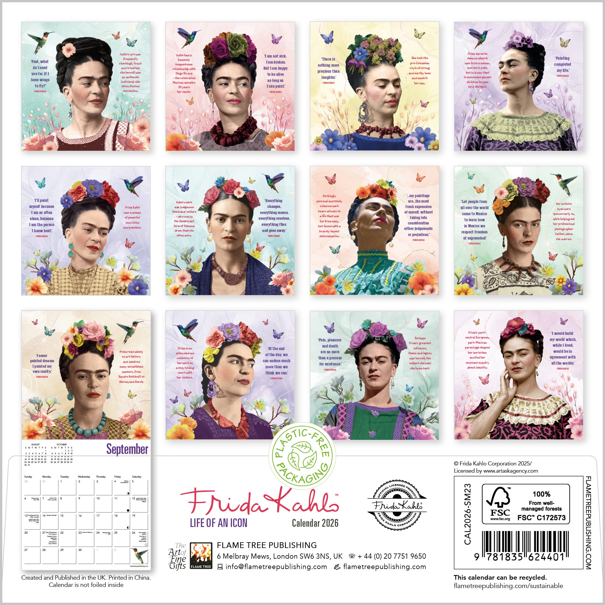 Kalender 2026 18x18 Frida Kahlo