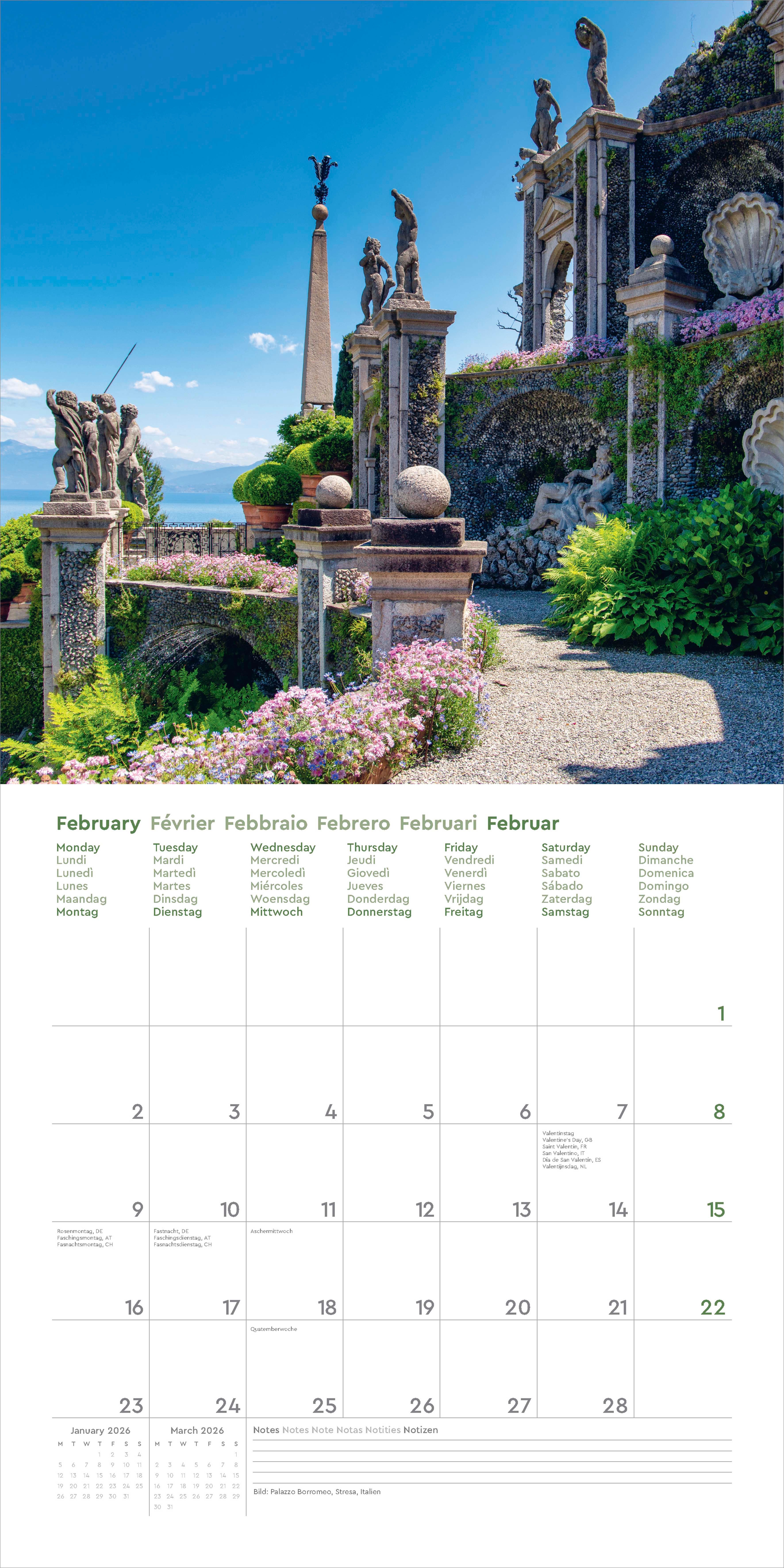 Kalender 2026 30x30 Gardens of the World