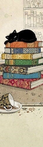 Bokmerke Bug Art katt på bøker - 5x17cm