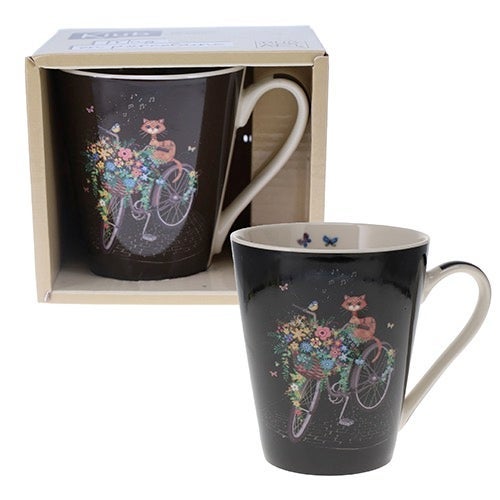 Krus 350ml Katt på sykkel svart
