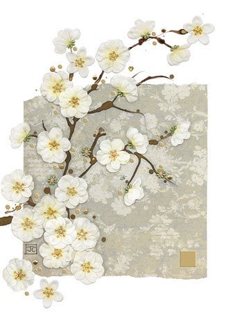 Kort 167x118 Paper og foil White Blossom