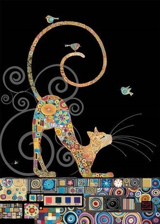 Doble kort 167x118 Jewels Cat With Birds
