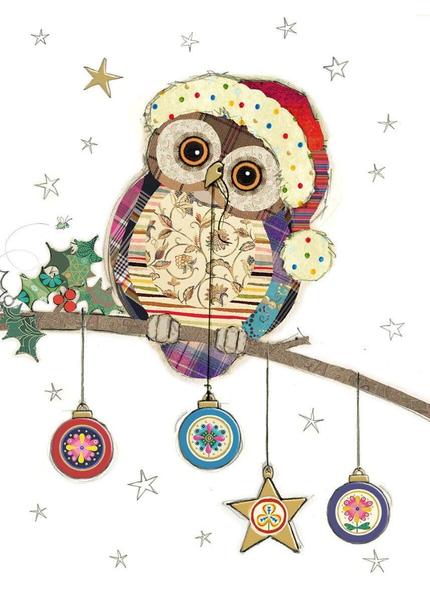 Doble julekort 12x17 Kooks, Owl Baubles