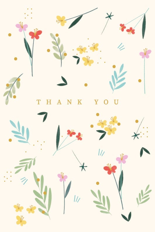 Kortpakke Thank You Blomster  10pk