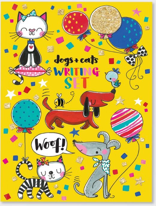 Brevsett for barn m/klistremerker Dogs & Cats