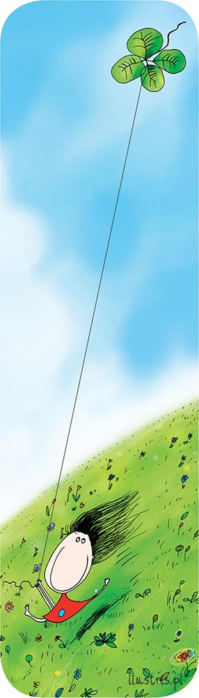 Bokmerke 6x21 Ilustris jente med firkløver i snor