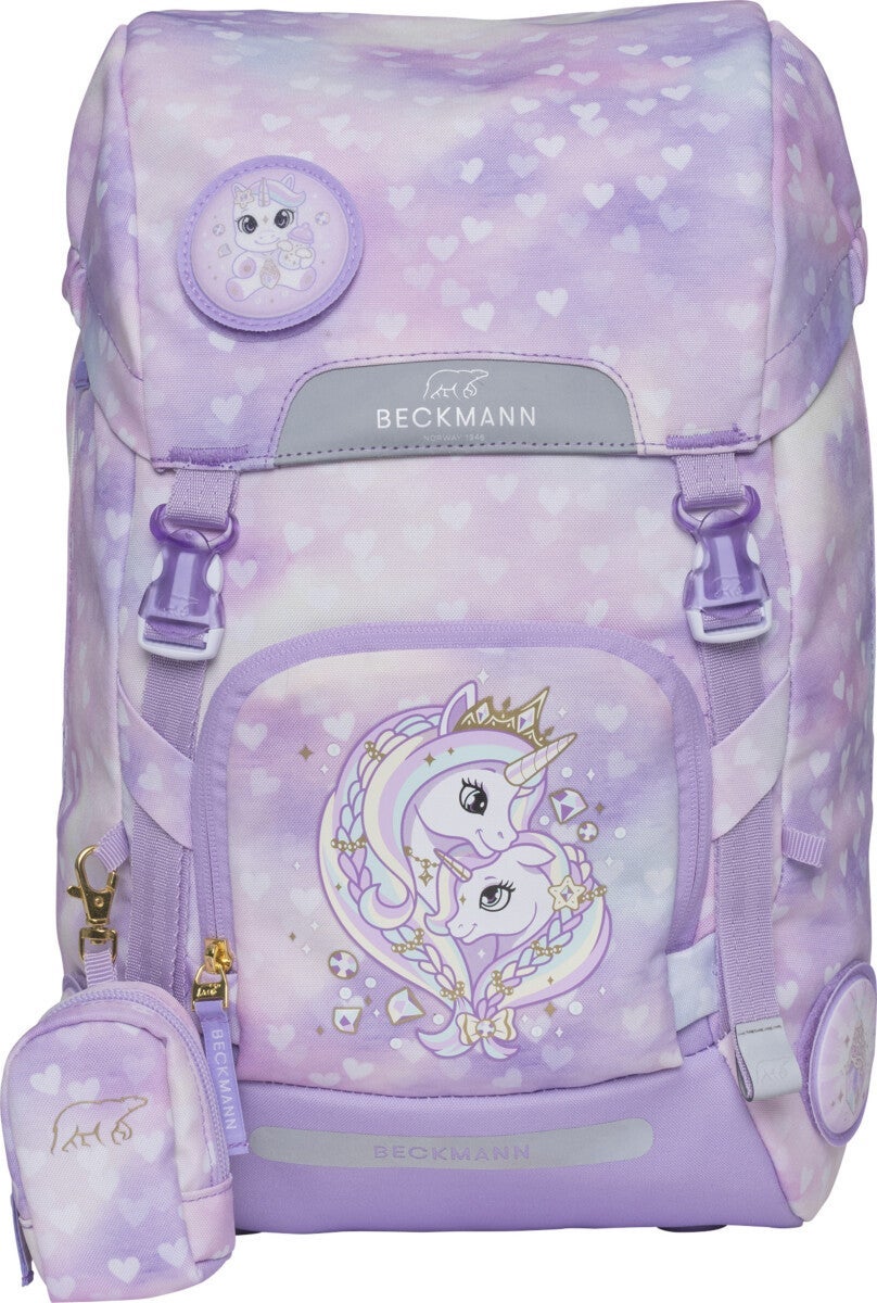 Skolesekk 1.kl Unicorn Princess Purple Classic Maxi 28L - Beckmann