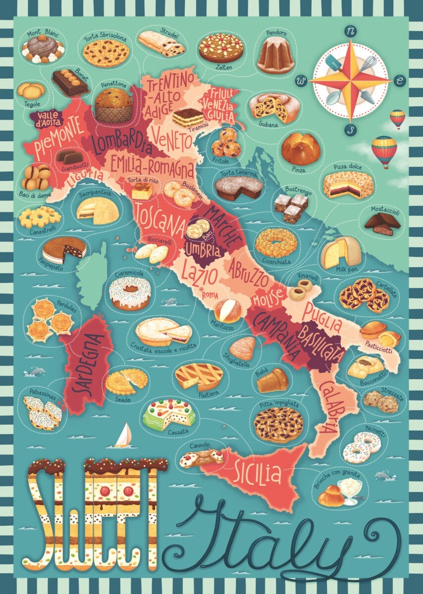 Puslespill 1000 Kart Over Italia Ravensburger