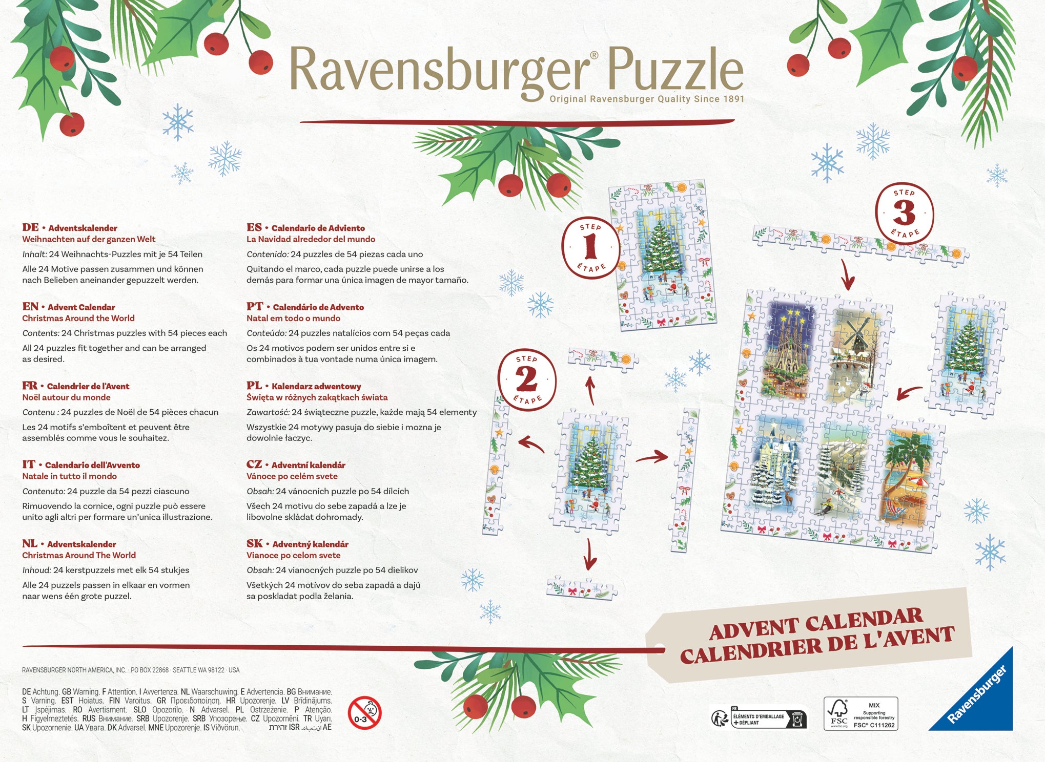 Puslespill 24x54 Adventskalender Verden rundt Ravensburger