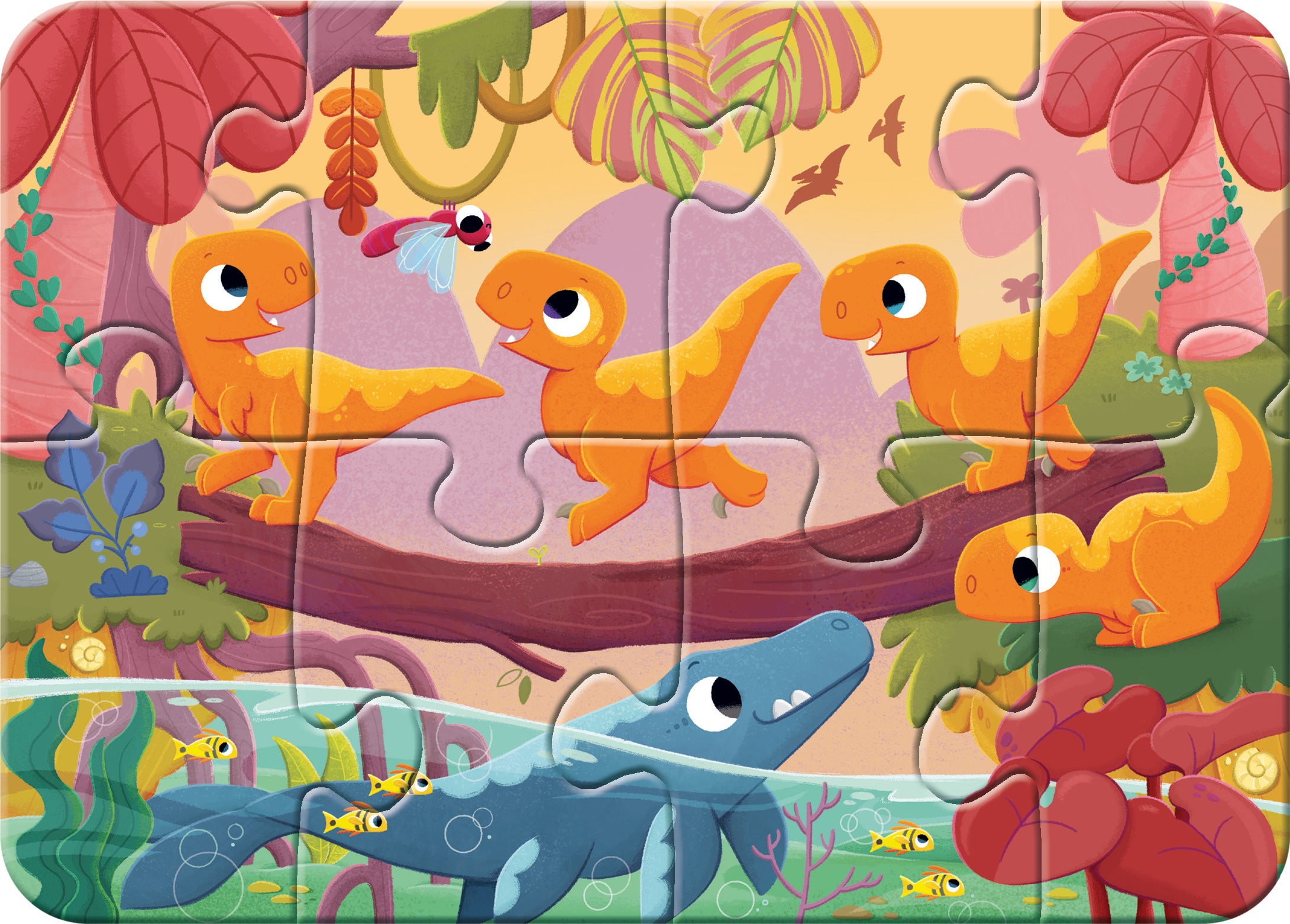 Puslespill 2,4,6,8 Dinosaurer Raven