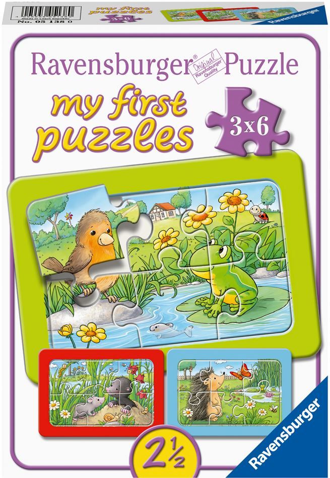 Puslespill 3X6 Små Hage Dyr Ravensburger