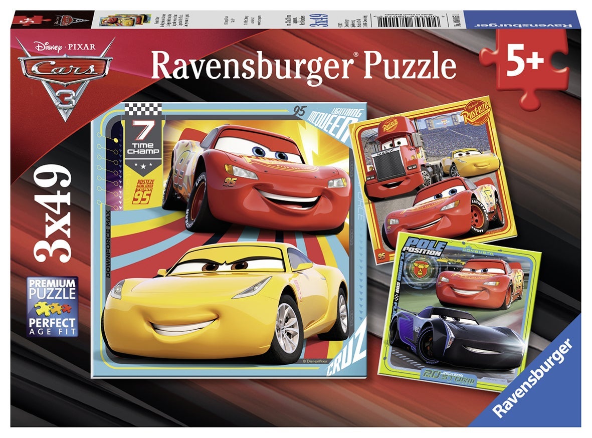 Puslespill 3X49 Disney Cars 3 Ravensburger