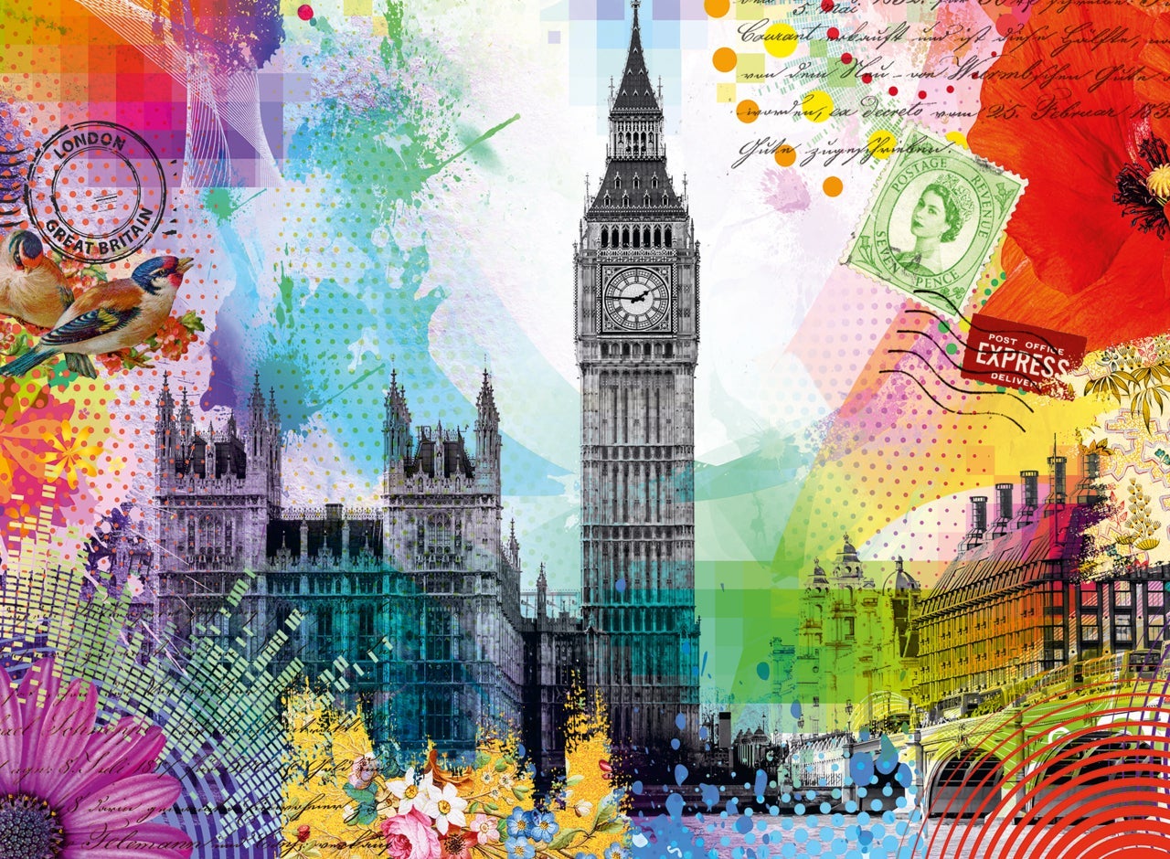 Puslespill 500 London Postkort Ravensburger