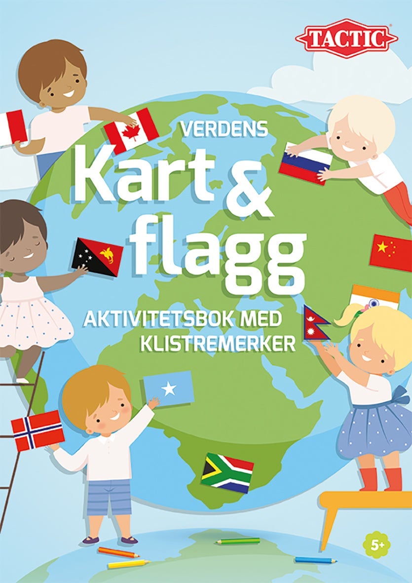 Aktivitetsbok Verden Kart Flagg m/klistremerker
