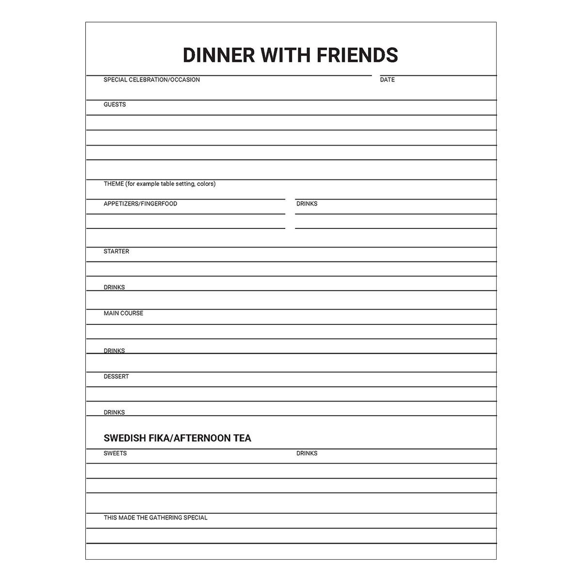 Journal Recipe  Dinner Rough Linen