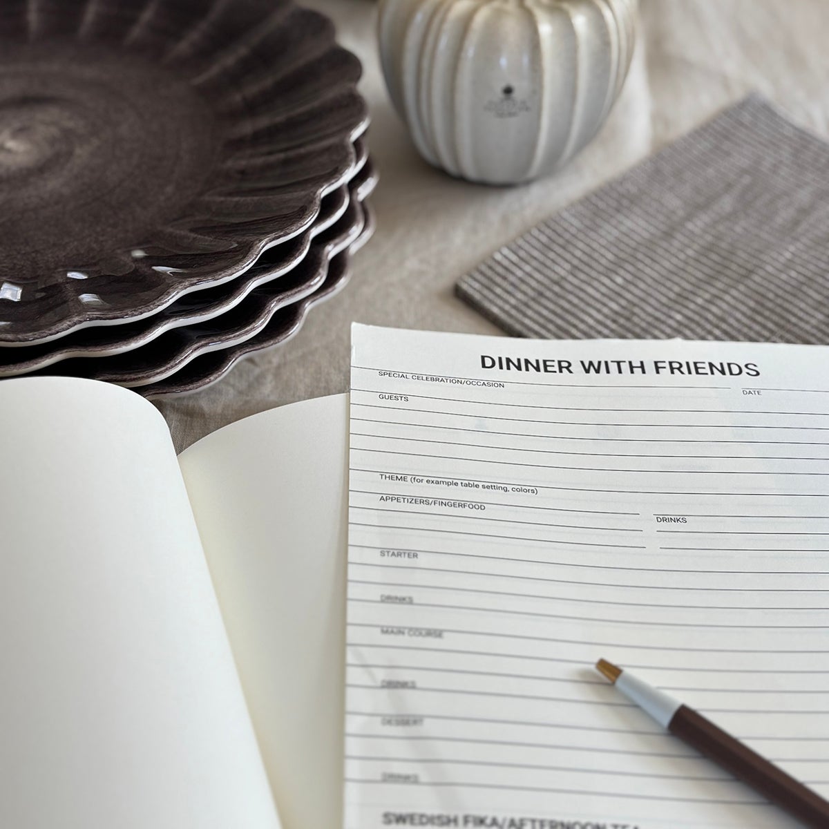 Journal Recipe  Dinner Rough Linen