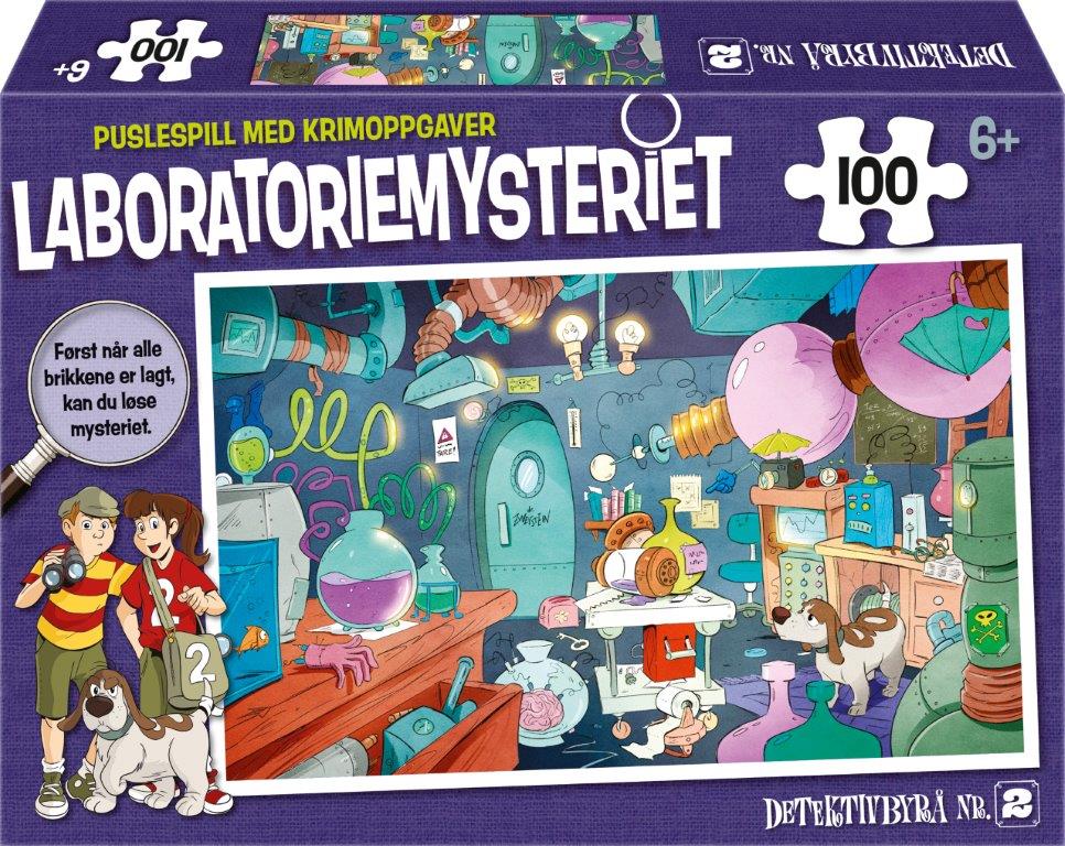 Puslespill 100 Laboratoriemysteriet m/krimoppgaver - Knottepusle