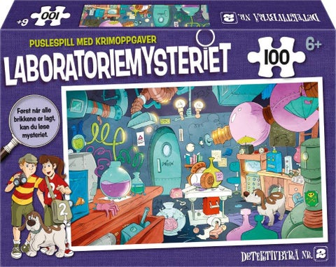 Puslespill 100 Laboratoriemysteriet m/krimoppgaver - Knottepusle