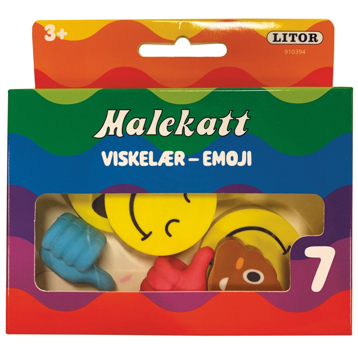 Viskelær i Eske Malekatt Emojis 7stk
