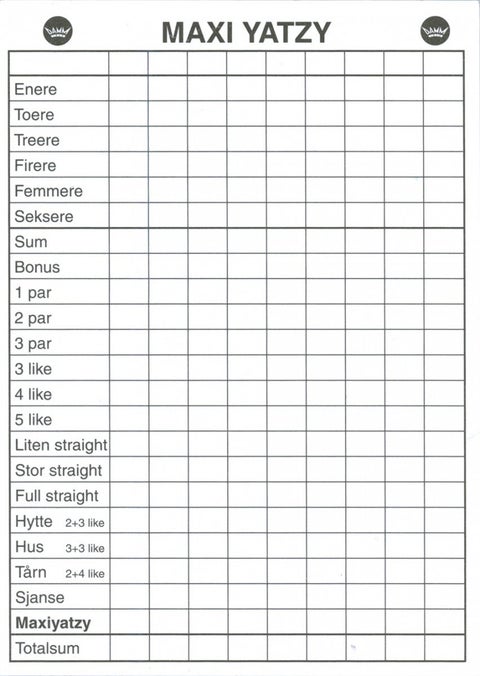 Maxi Yatzy Blokk
