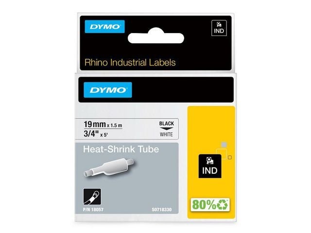 Tape Dymo Rhino kabelmerk. sort/hvit19mm