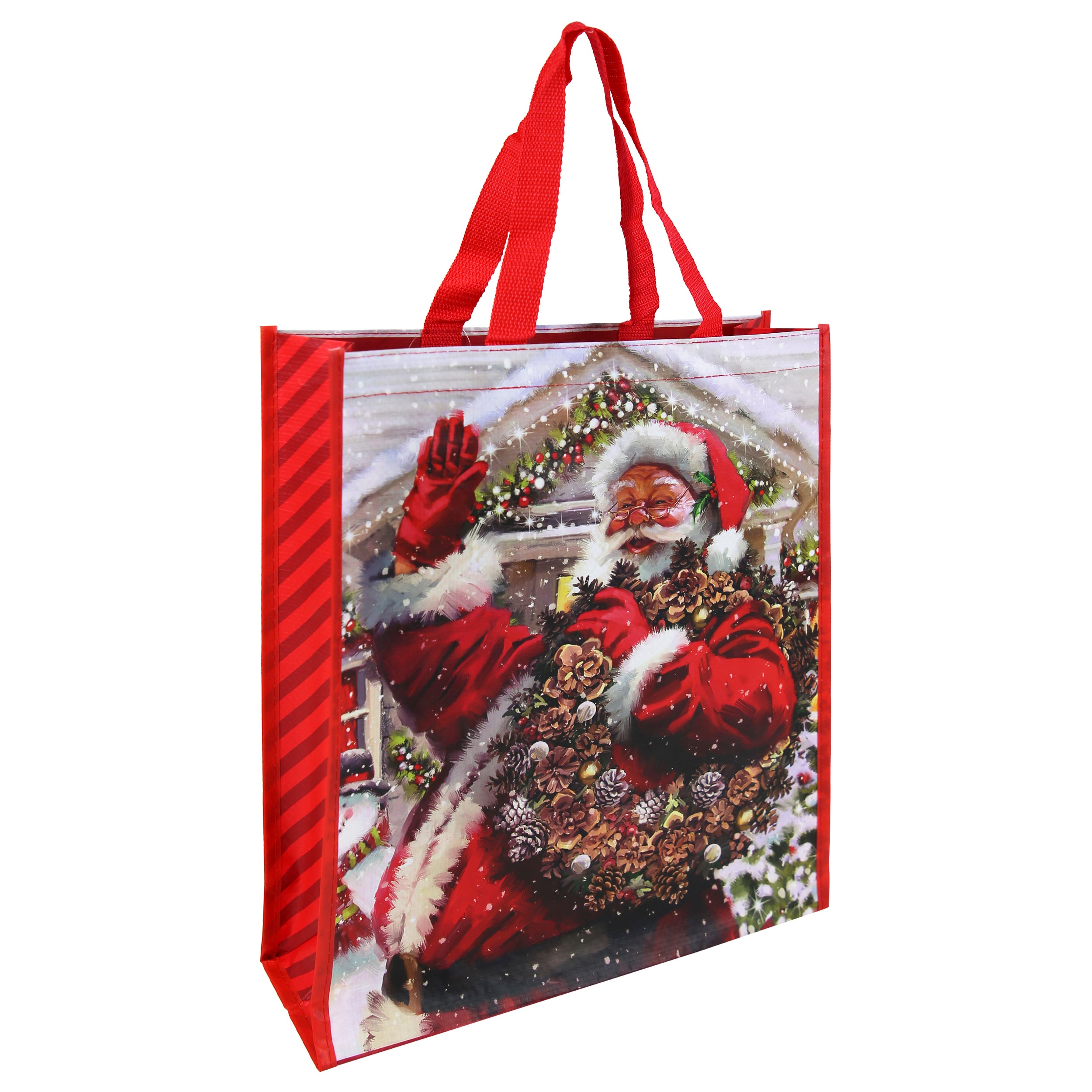 Handlenett Santa wreath joyfull S