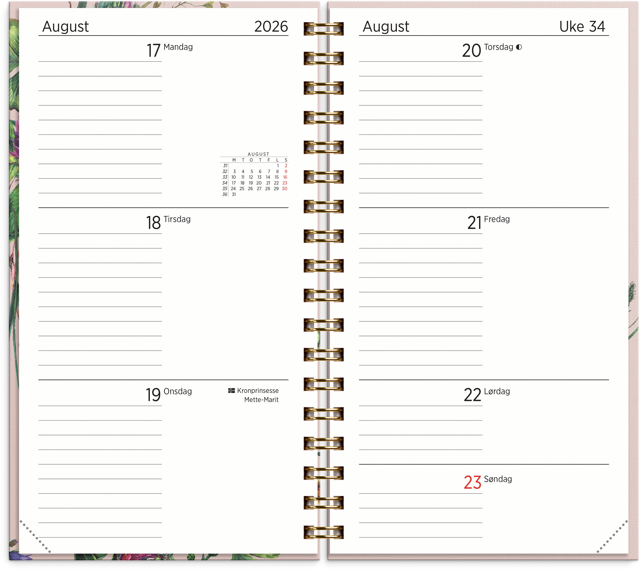 Kalender Grieg SLIM spiral 26/27 blomst