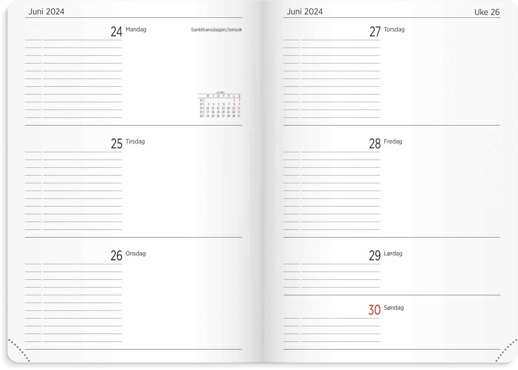 Kalender 24/25 Grieg A5 uke rosa