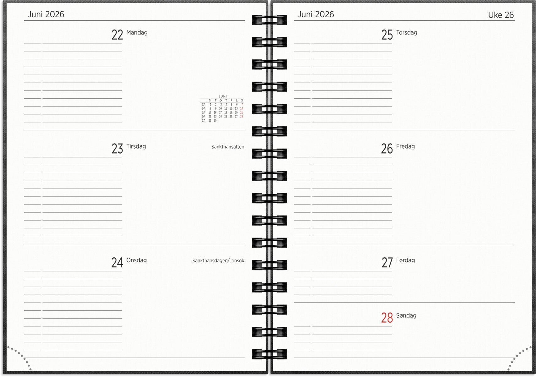 Studentkalender Grieg A5 spir 25/26 sort