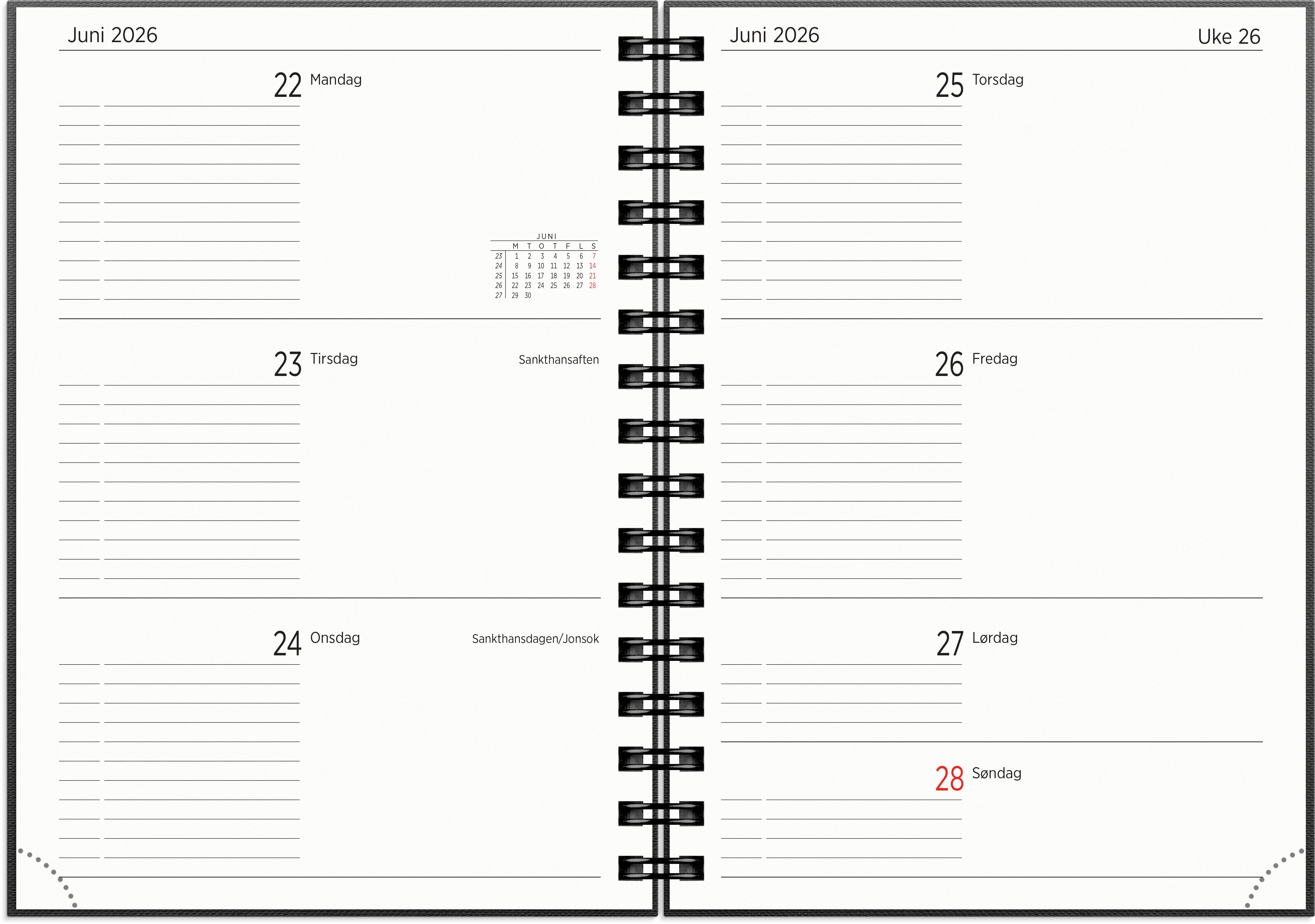 Studentkalender Grieg A5 spir 26/27 sort