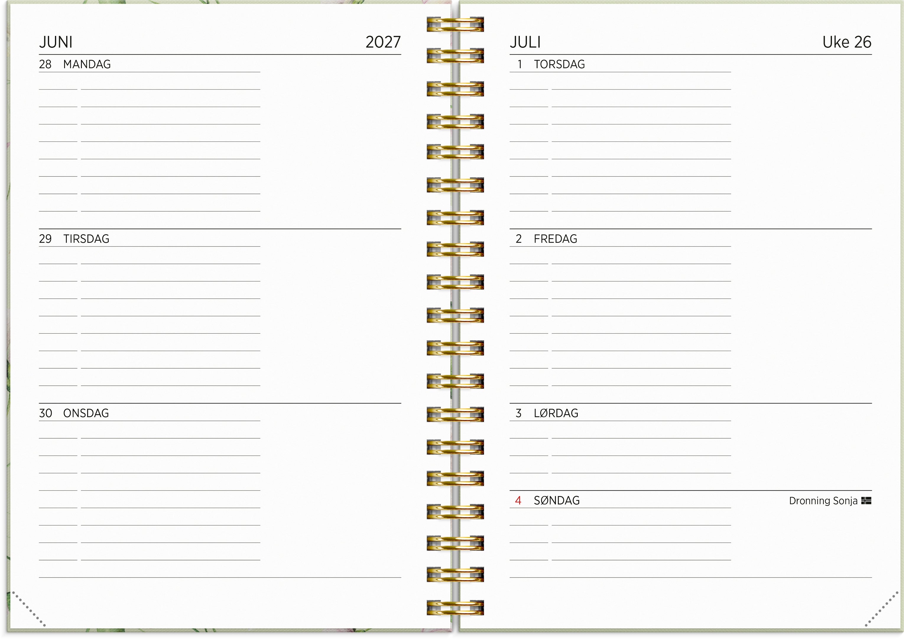 Kalender Grieg A6 26/27 blomst grønn