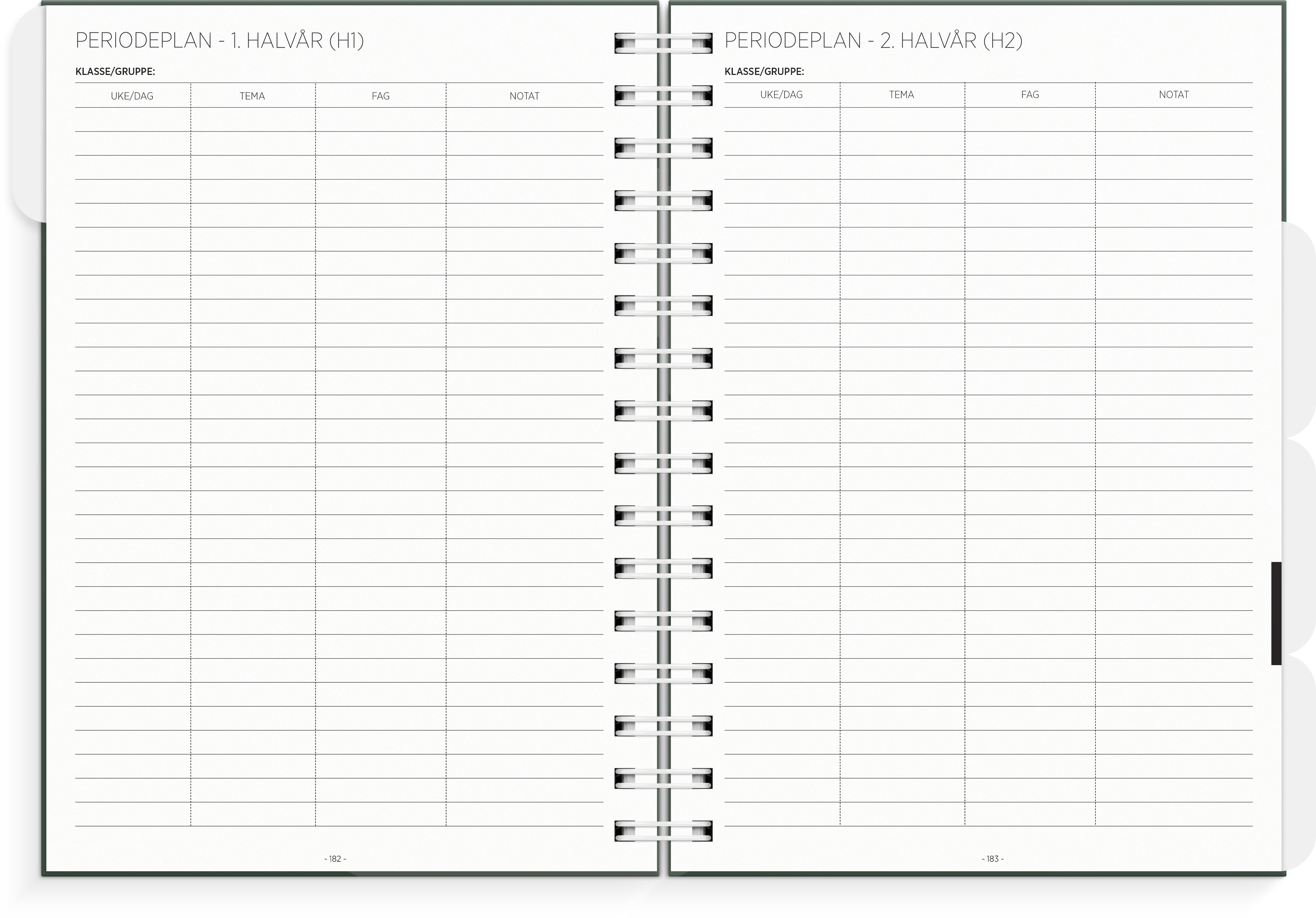 Lærerkalender A5 gr skole 26/27 grønn
