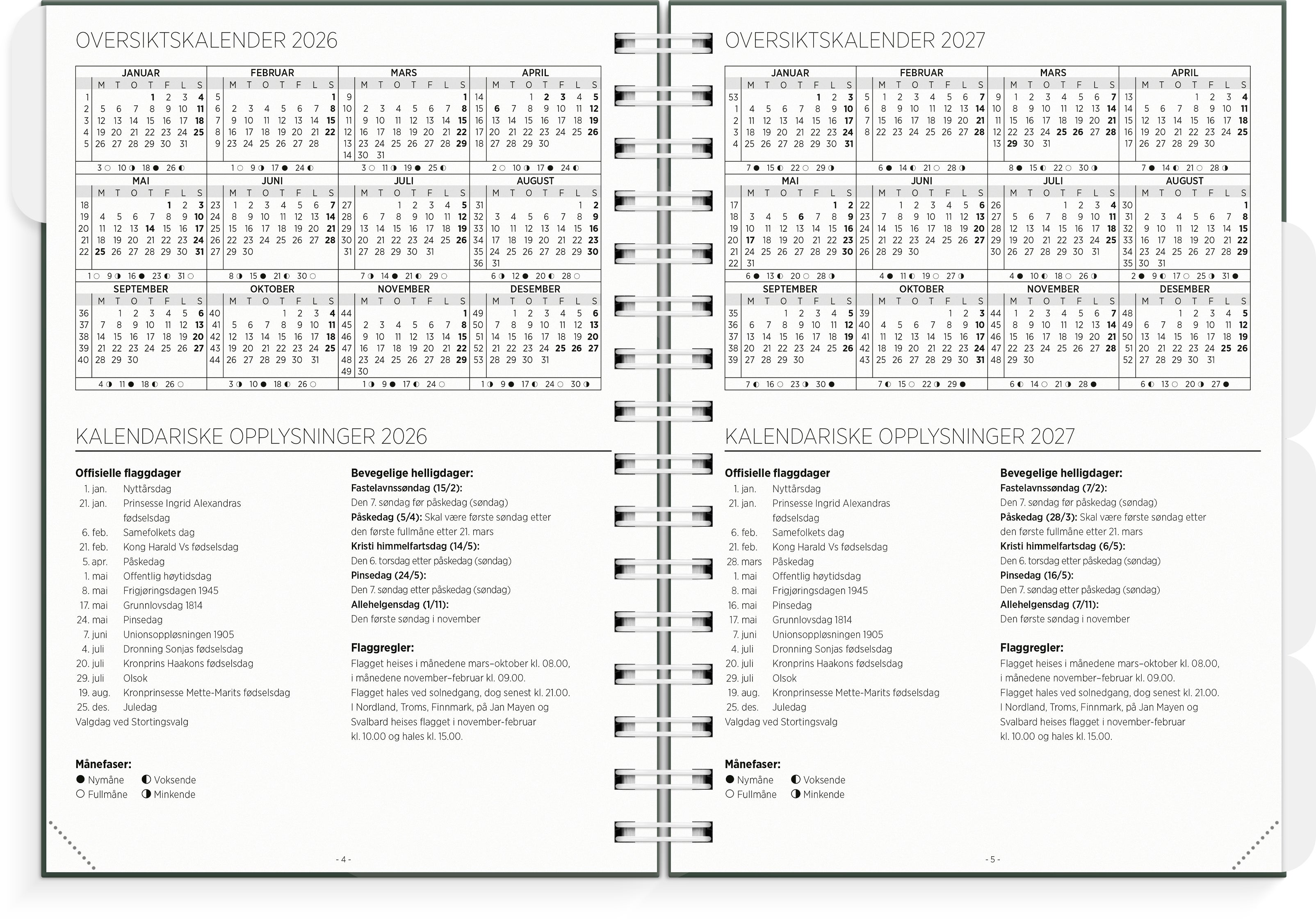 Lærerkalender A5 gr skole 26/27 grønn