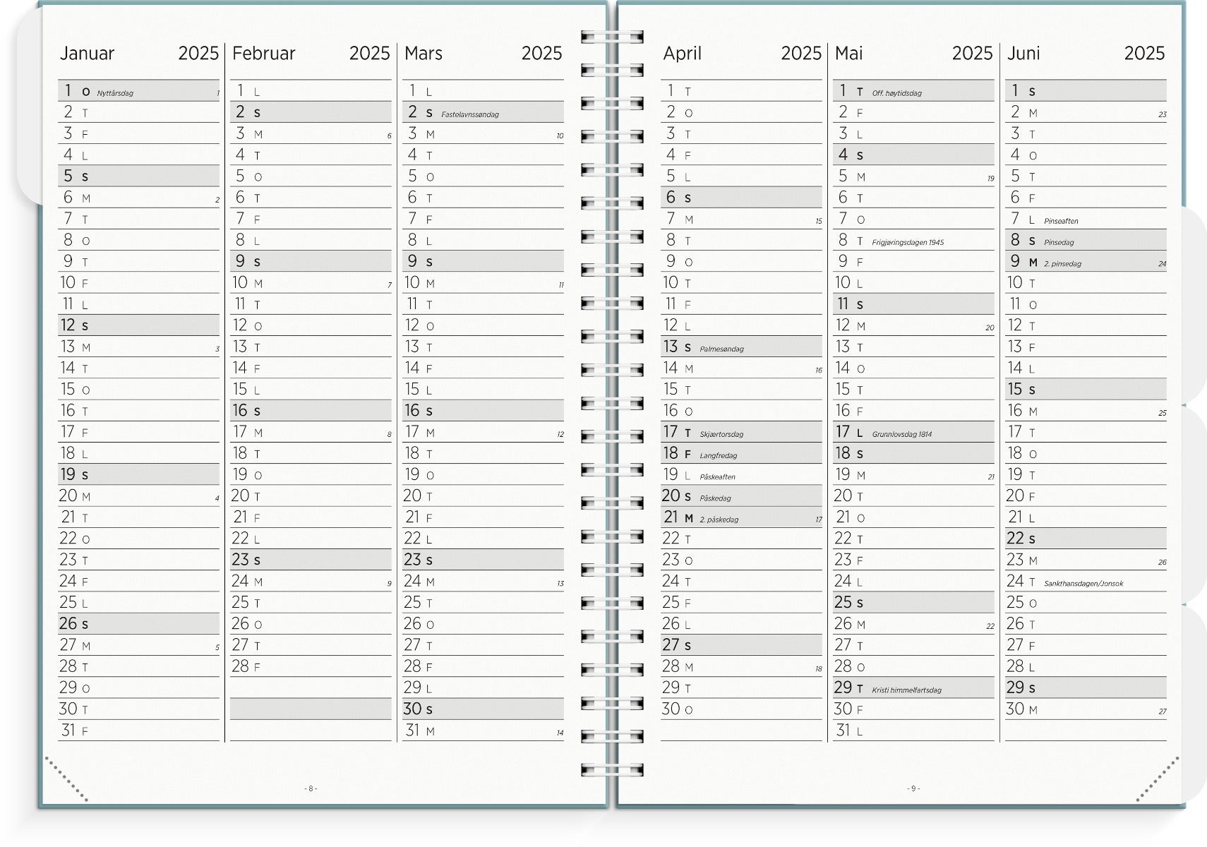 Lærerkalender A4 gr skole25/26 grønn