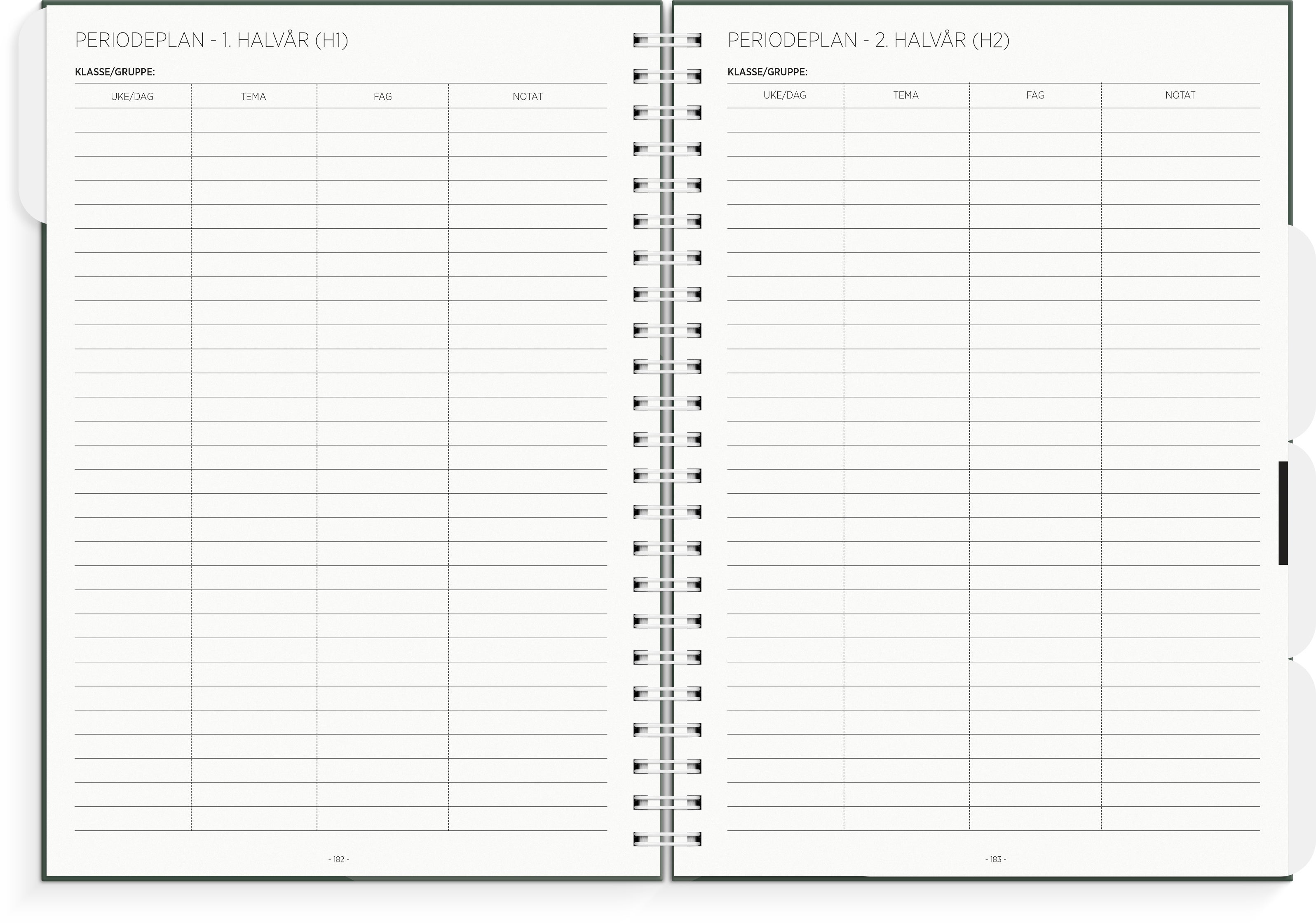 Lærerkalender A4 gr skole26/27 grønn