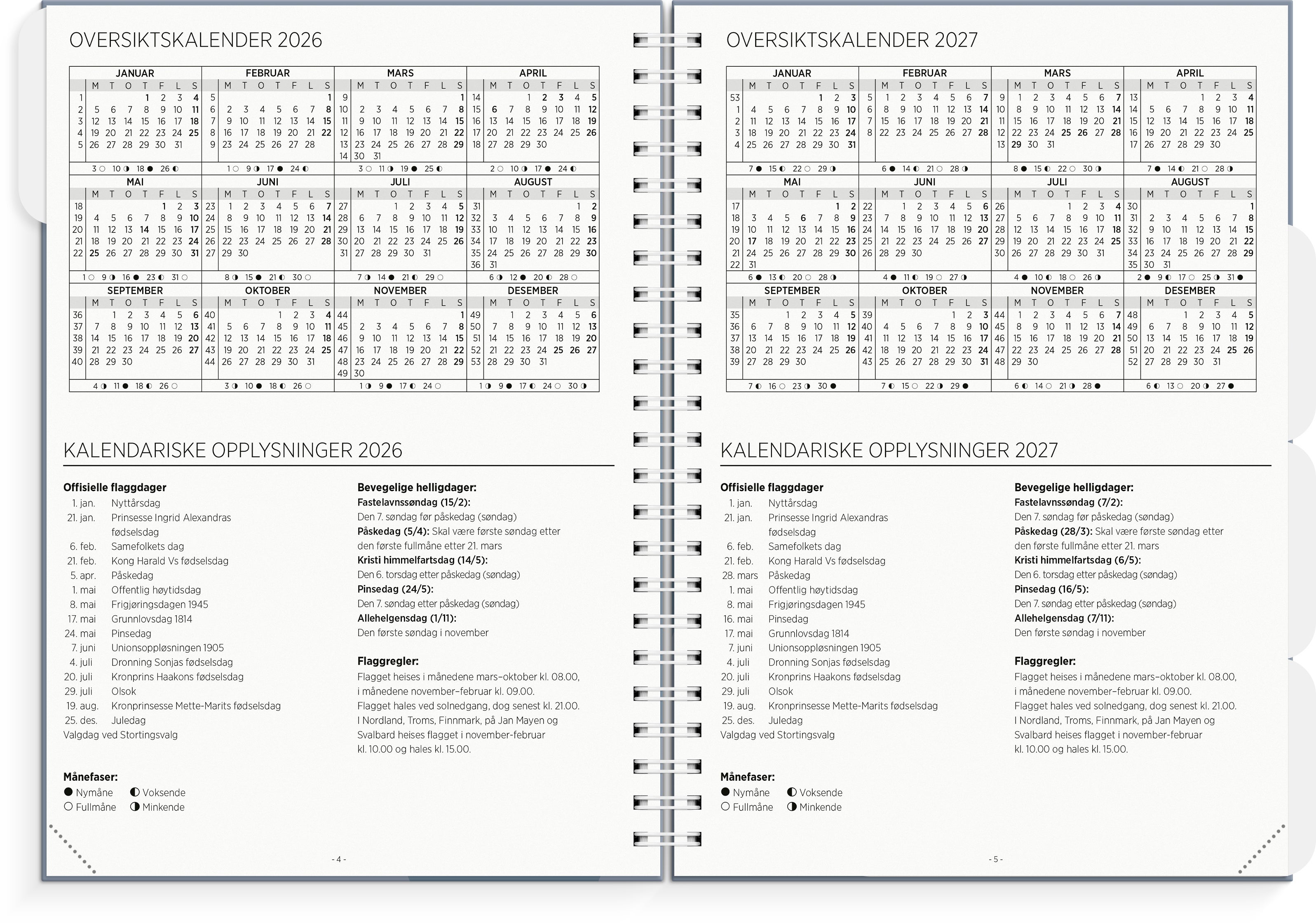 Lærerkalender A4 vg skole 26/27 blå